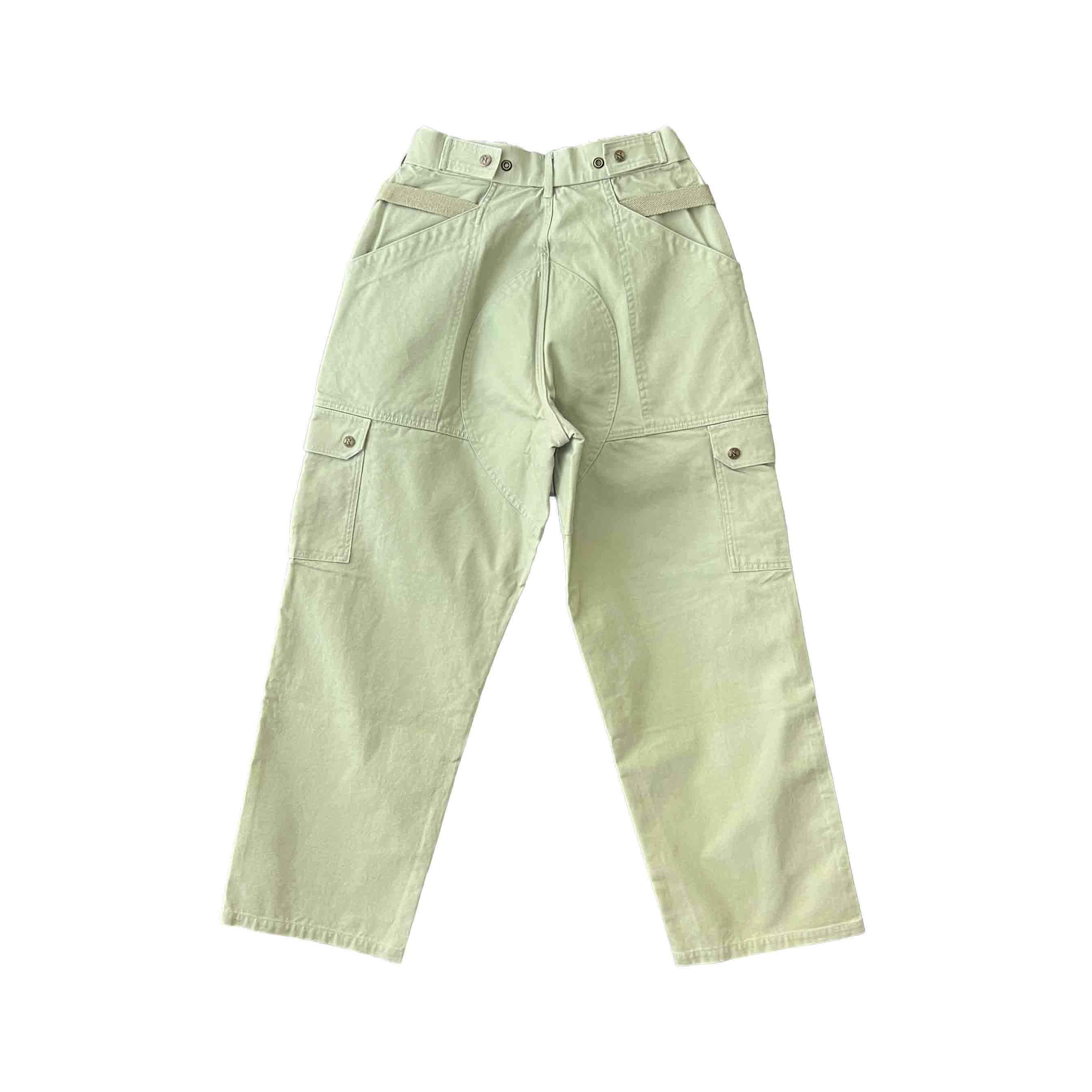 Waist: 29" x Inseam: 29" High Rise 2-Tone Green Straight Uniform Cargo Pants-2