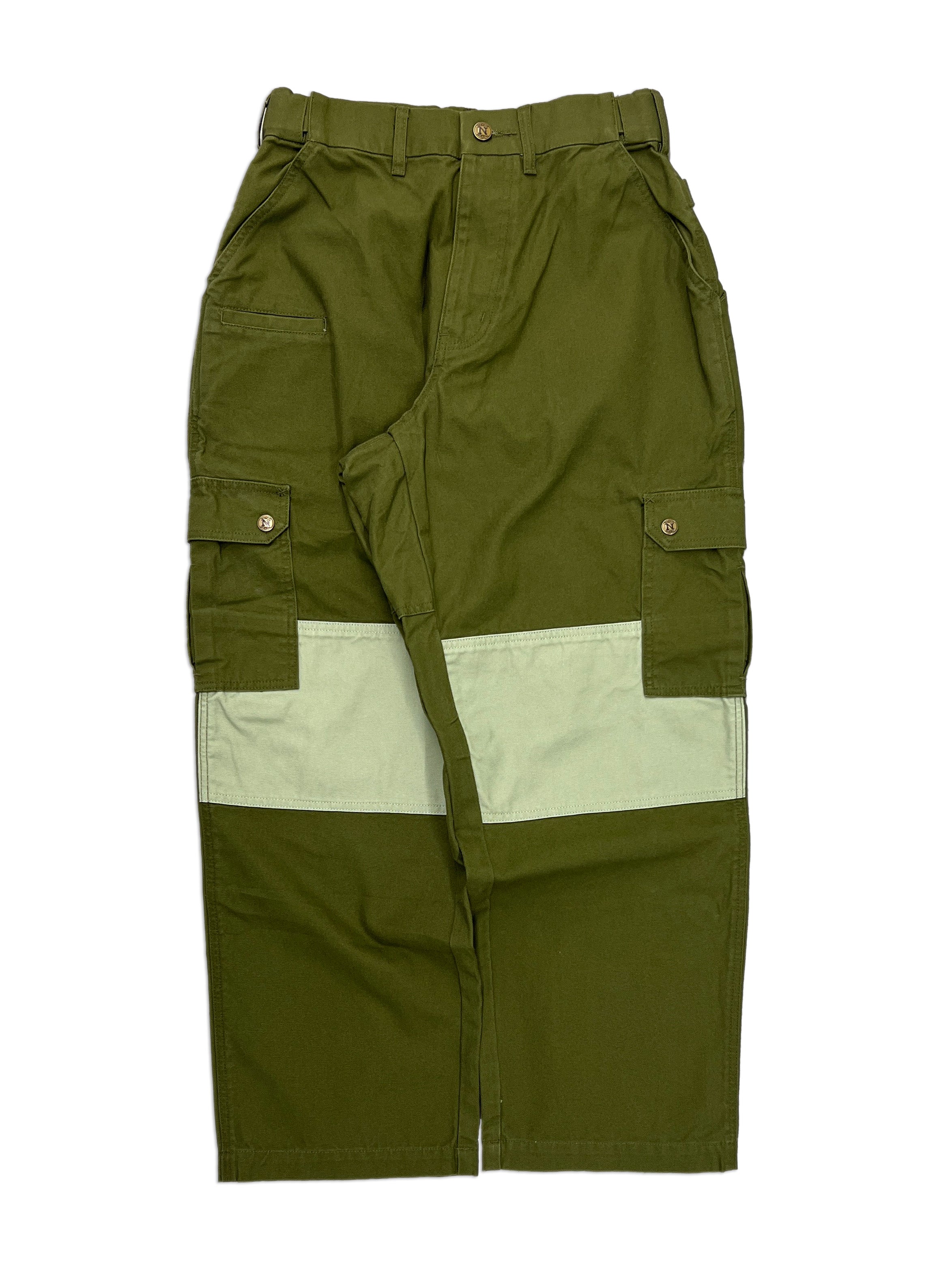 Green 2-Tone Straight Uniform Cargo Pants
