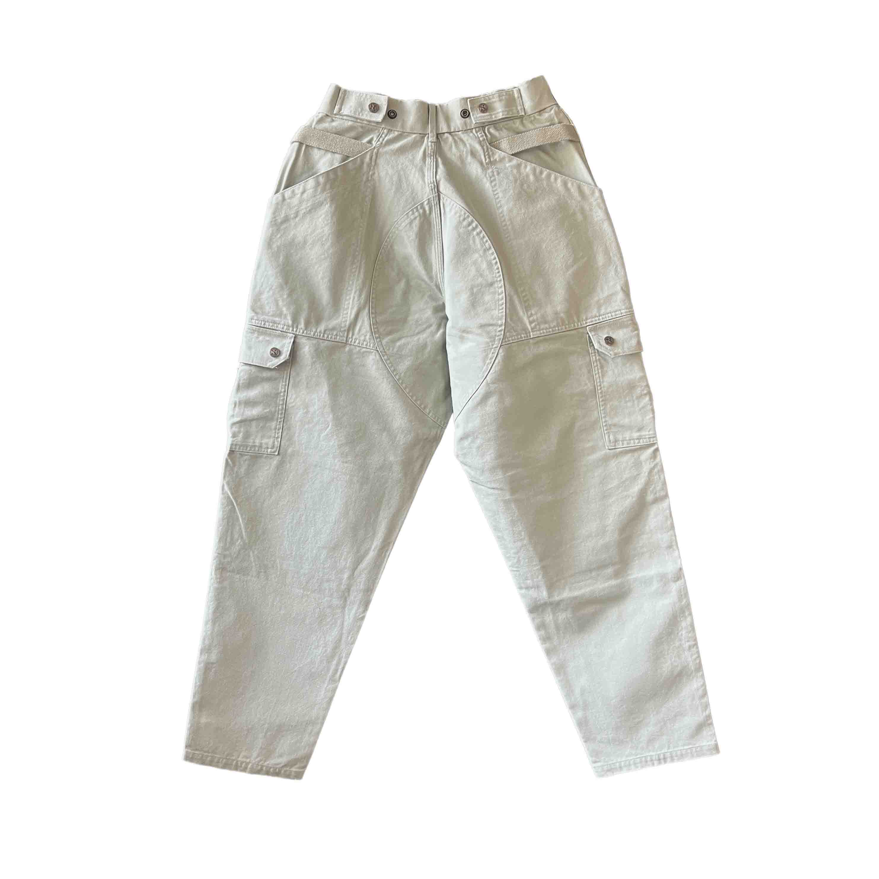 Waist: 29" x Inseam: 29" High Rise 2-Tone Green Tapered Uniform Cargo Pants-2