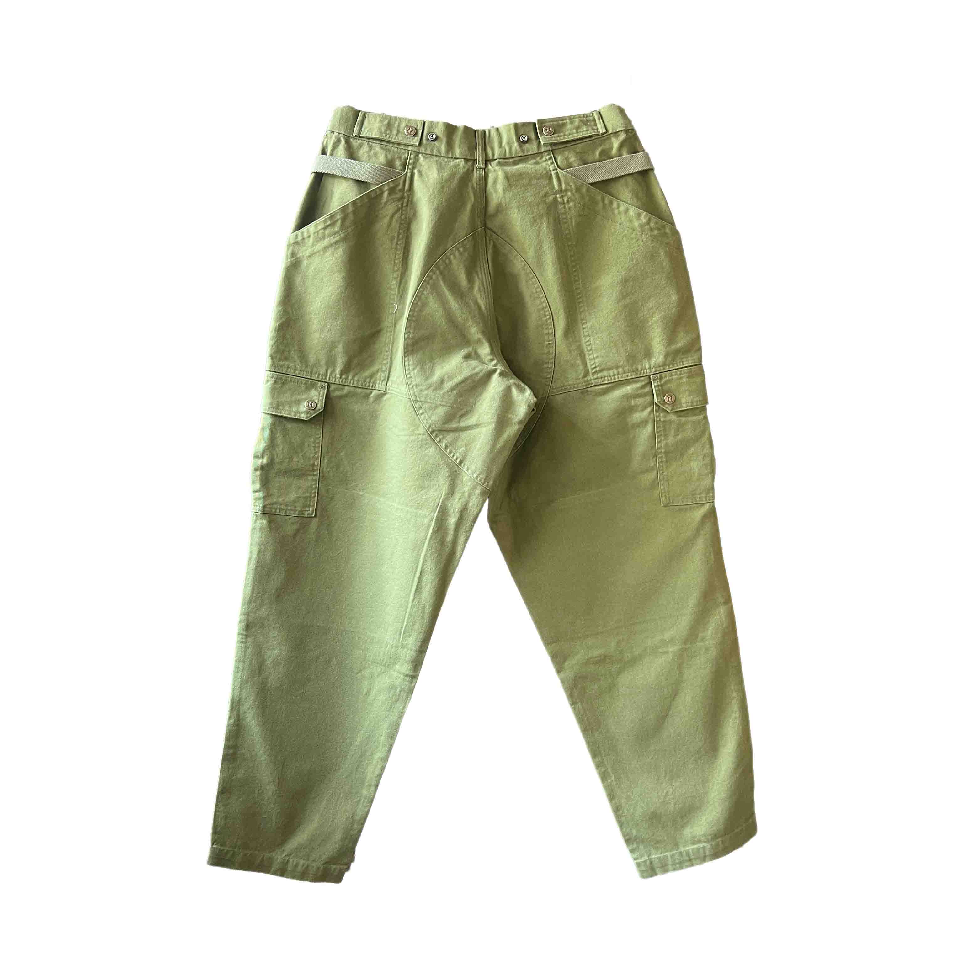 Waist: 34" x Inseam: 32" High Rise 2-Tone Green Tapered Uniform Cargo Pants-2