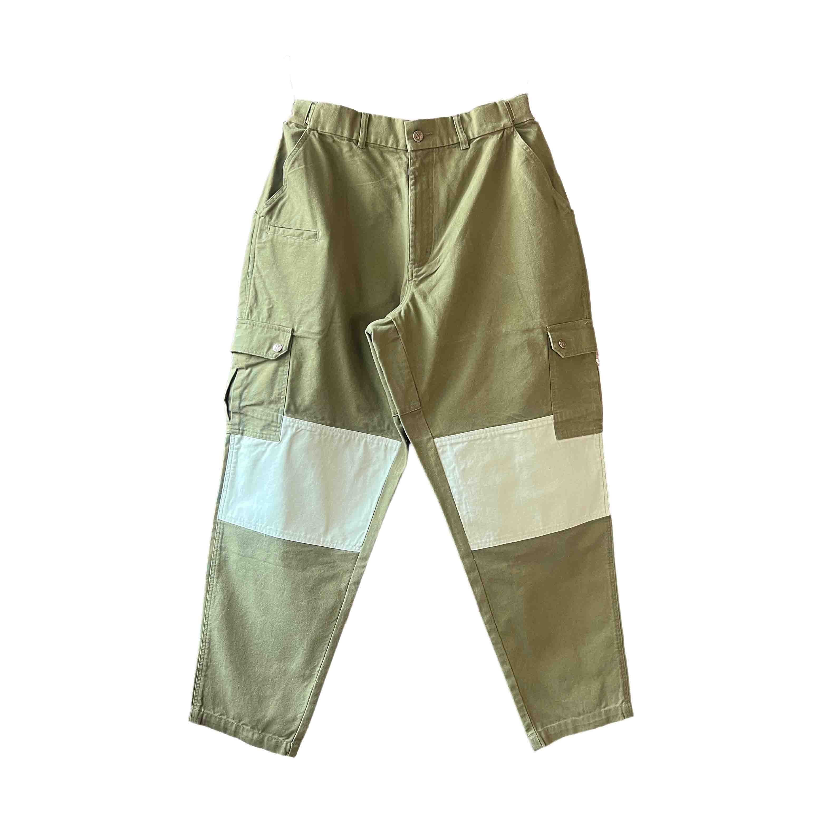 Waist: 34" x Inseam: 32" High Rise 2-Tone Green Tapered Uniform Cargo Pants