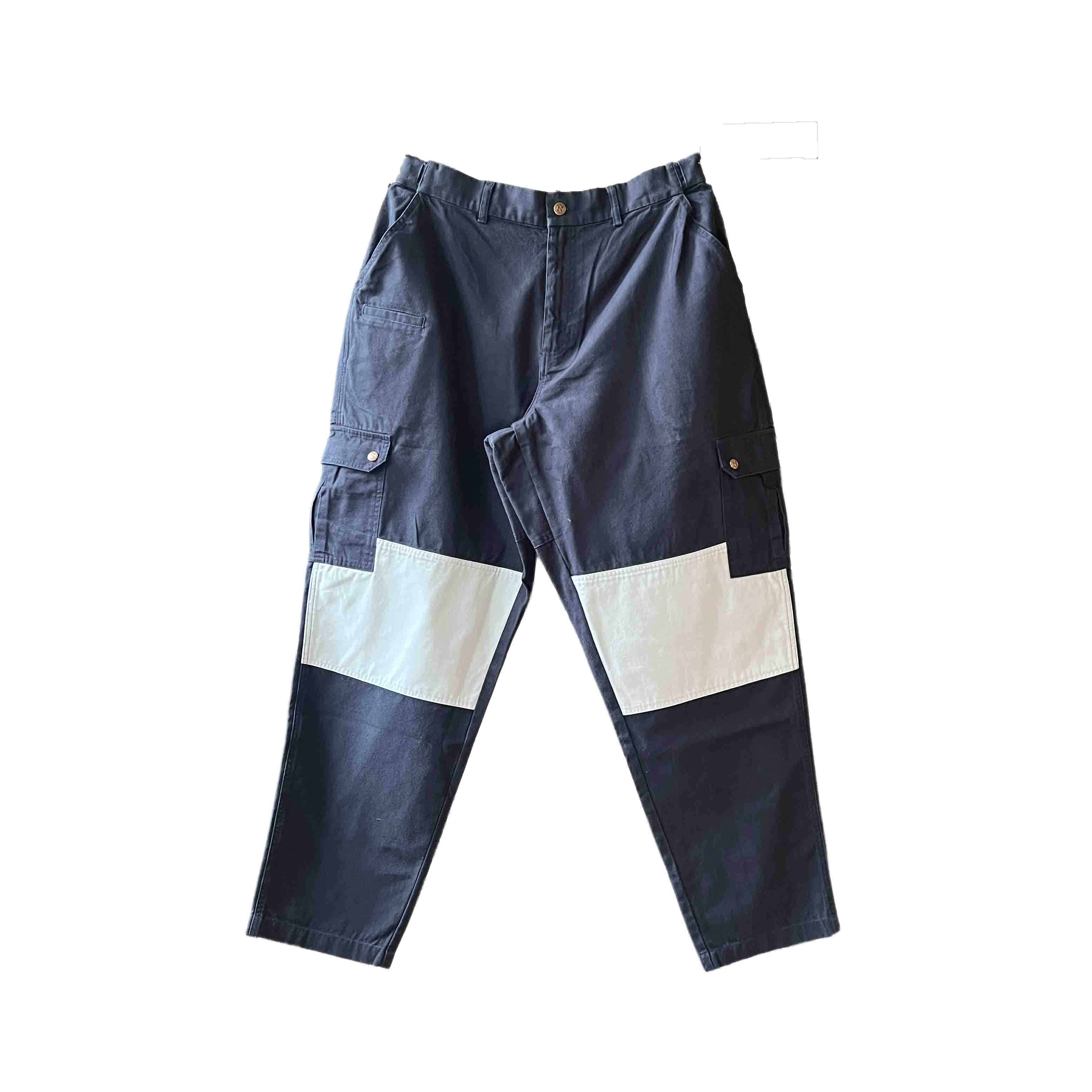 Waist: 37" x Inseam: 32" High Rise 2-Tone Navy Tapered Uniform Cargo Pants-1