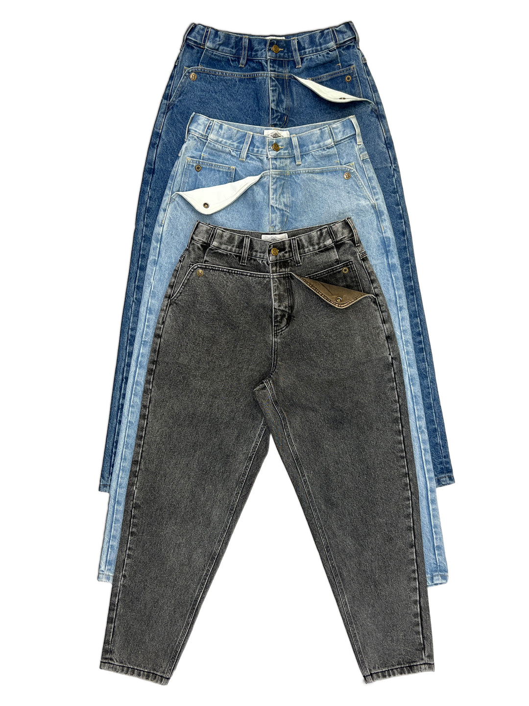 Tapered Mule Ear Denim Pants