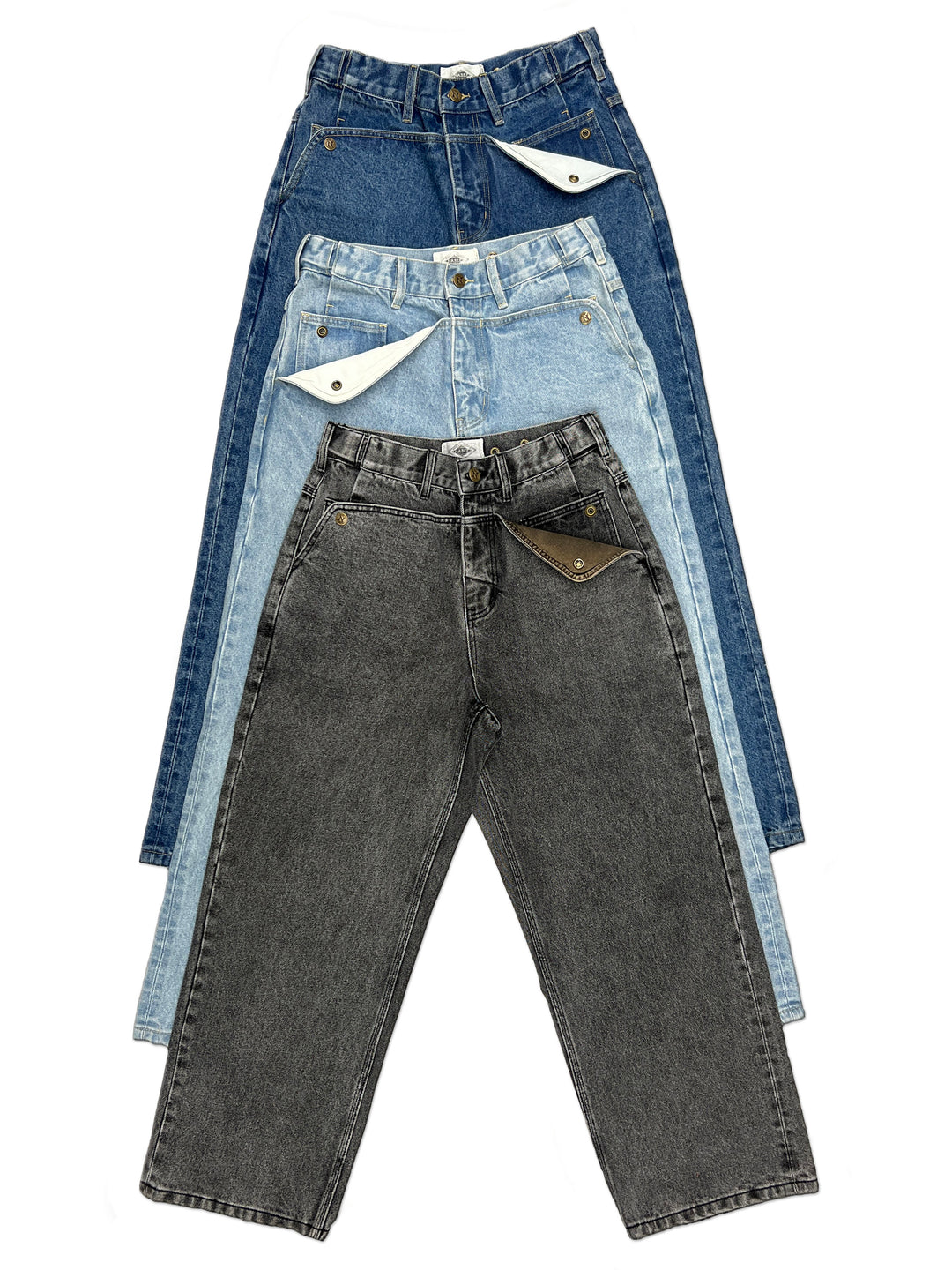 Straight Mule Ear Denim Pants