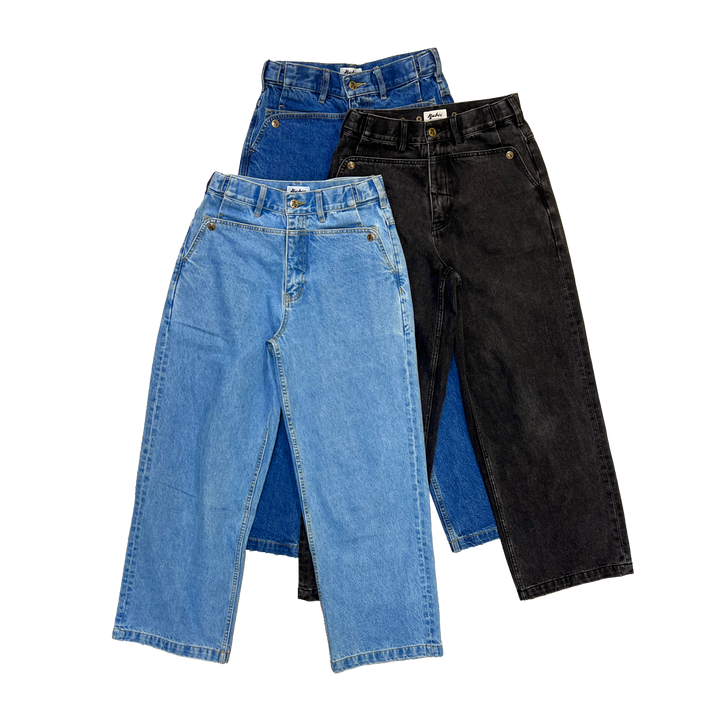 Straight Mule Ear Denim Pants