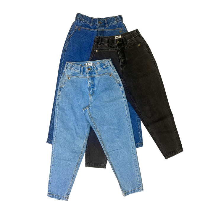 Tapered Mule Ear Denim Pants