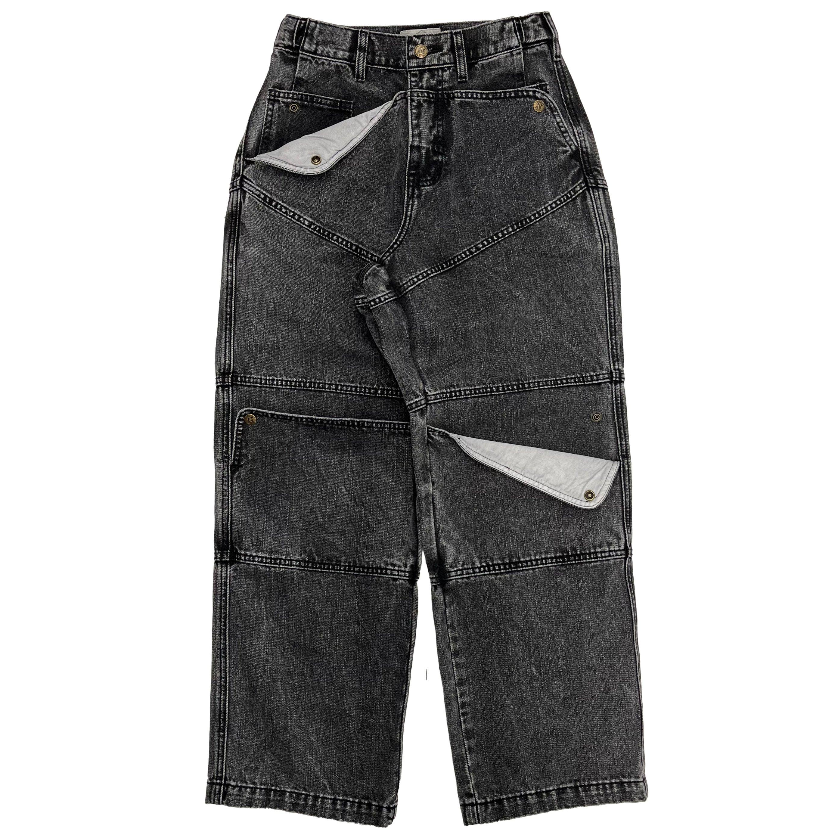 Black Carpenter Straight Mule Ear Denim Pants