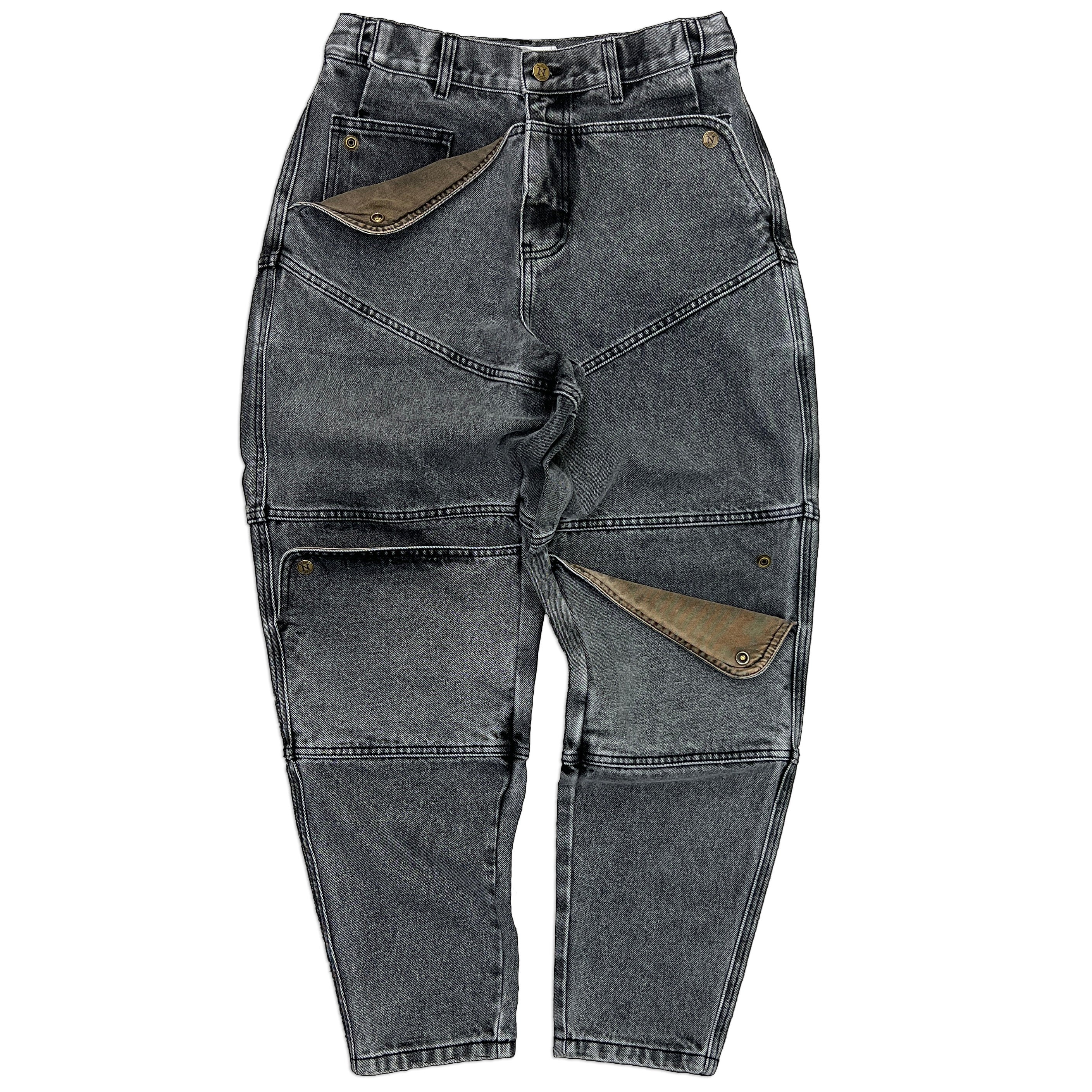 Black Carpenter Tapered Mule Ear Denim Pants