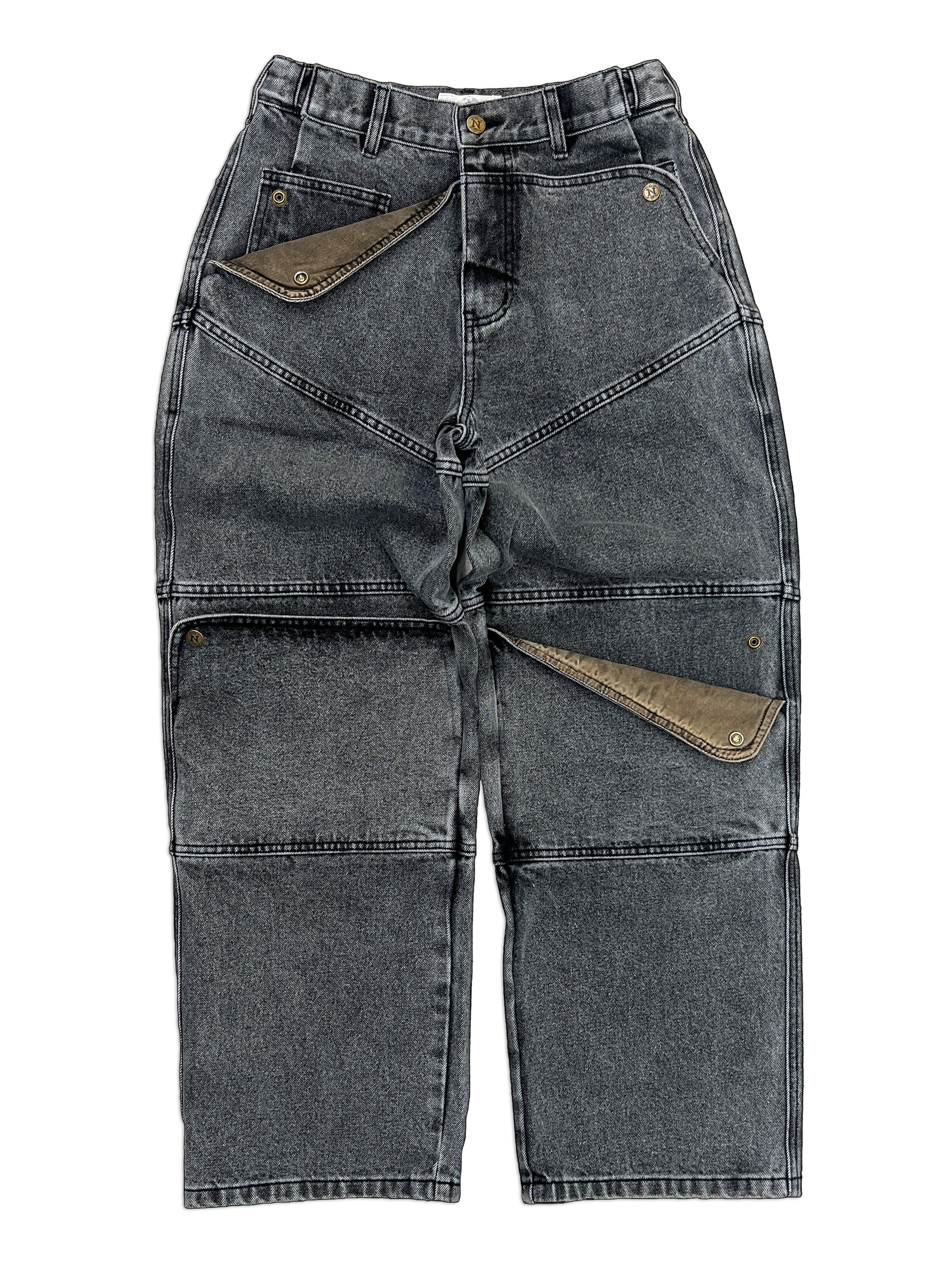 Black Carpenter Straight Mule Ear Denim Pants