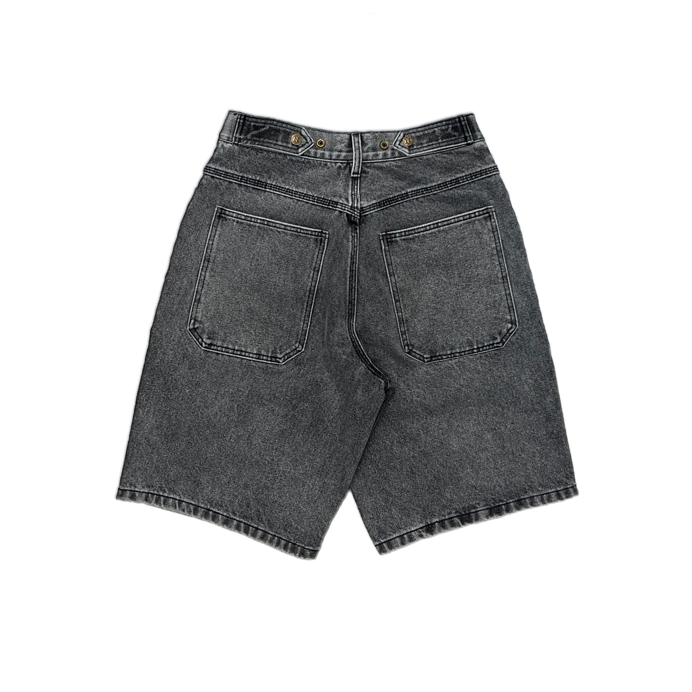Black Mule Ear Denim Shorts