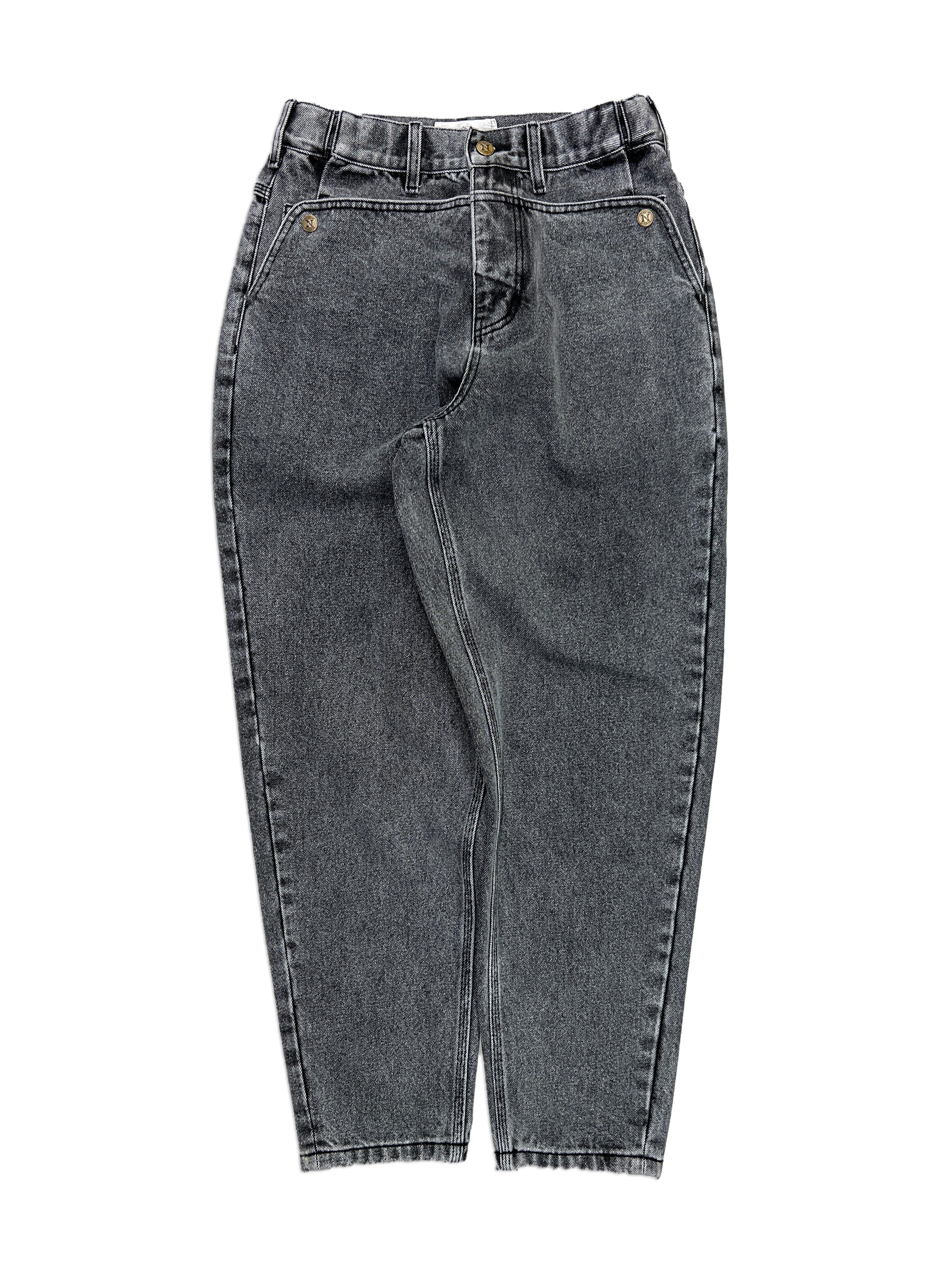 Black Tapered Mule Ear Denim Pants
