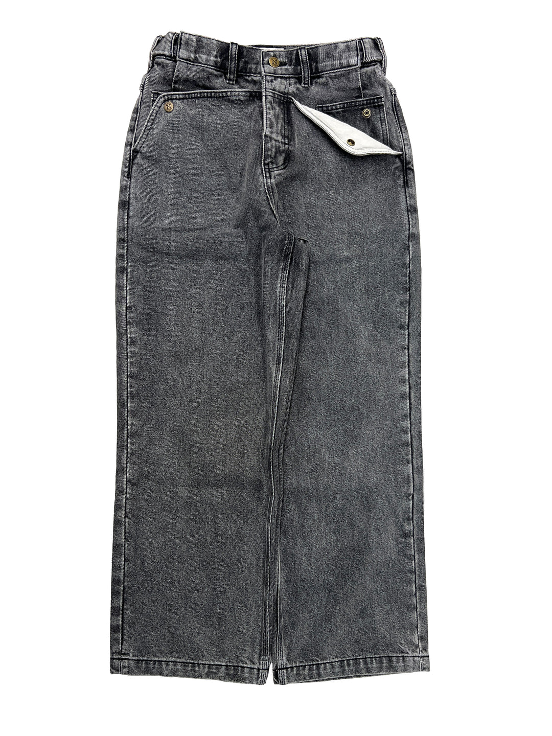 Straight Mule Ear Denim Pants