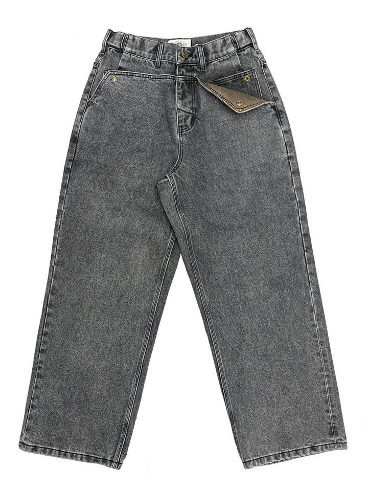 Straight Mule Ear Denim Pants