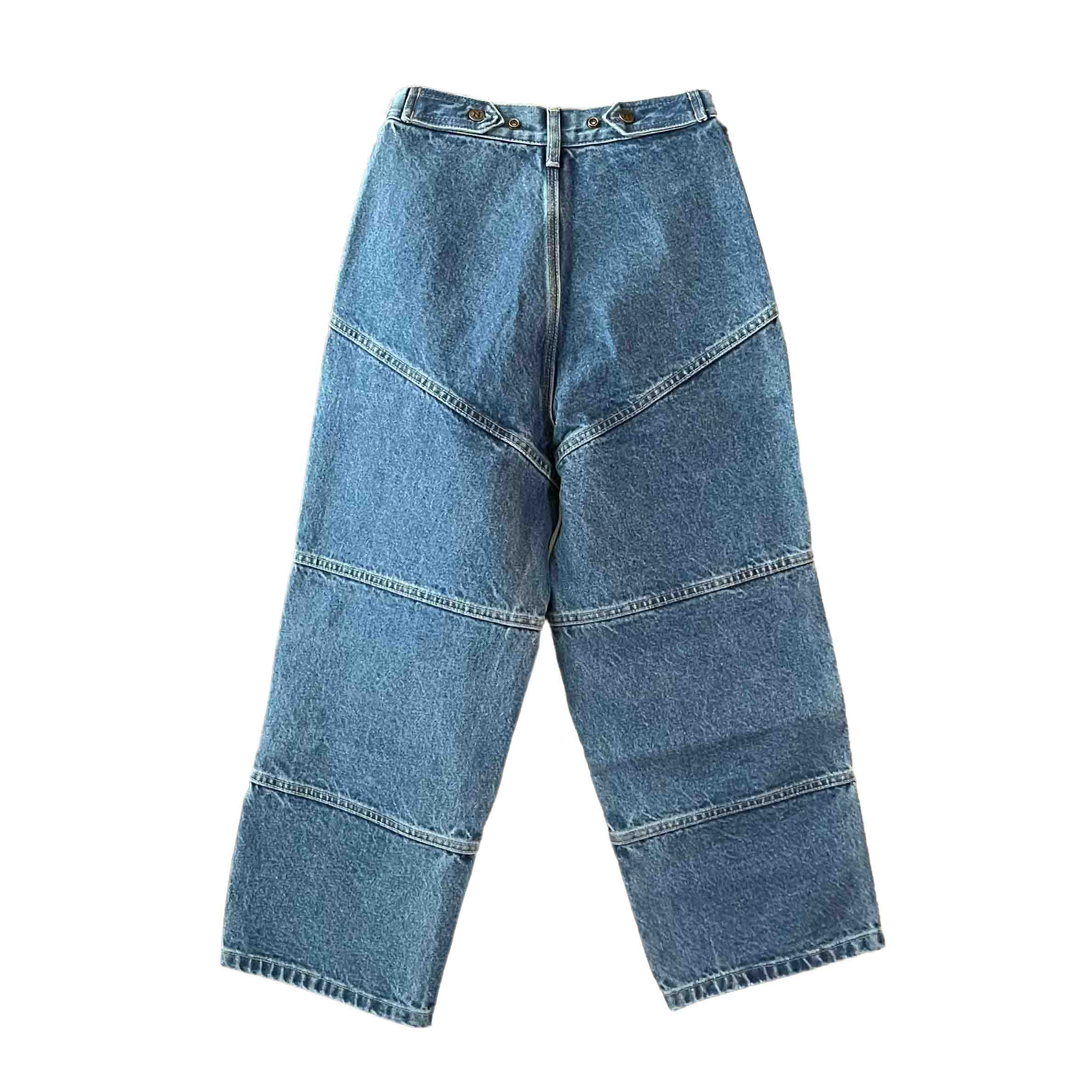 Waist: 24" x Inseam: 24" High Rise Carpenter Straight Mule Ear Denim Pants-2