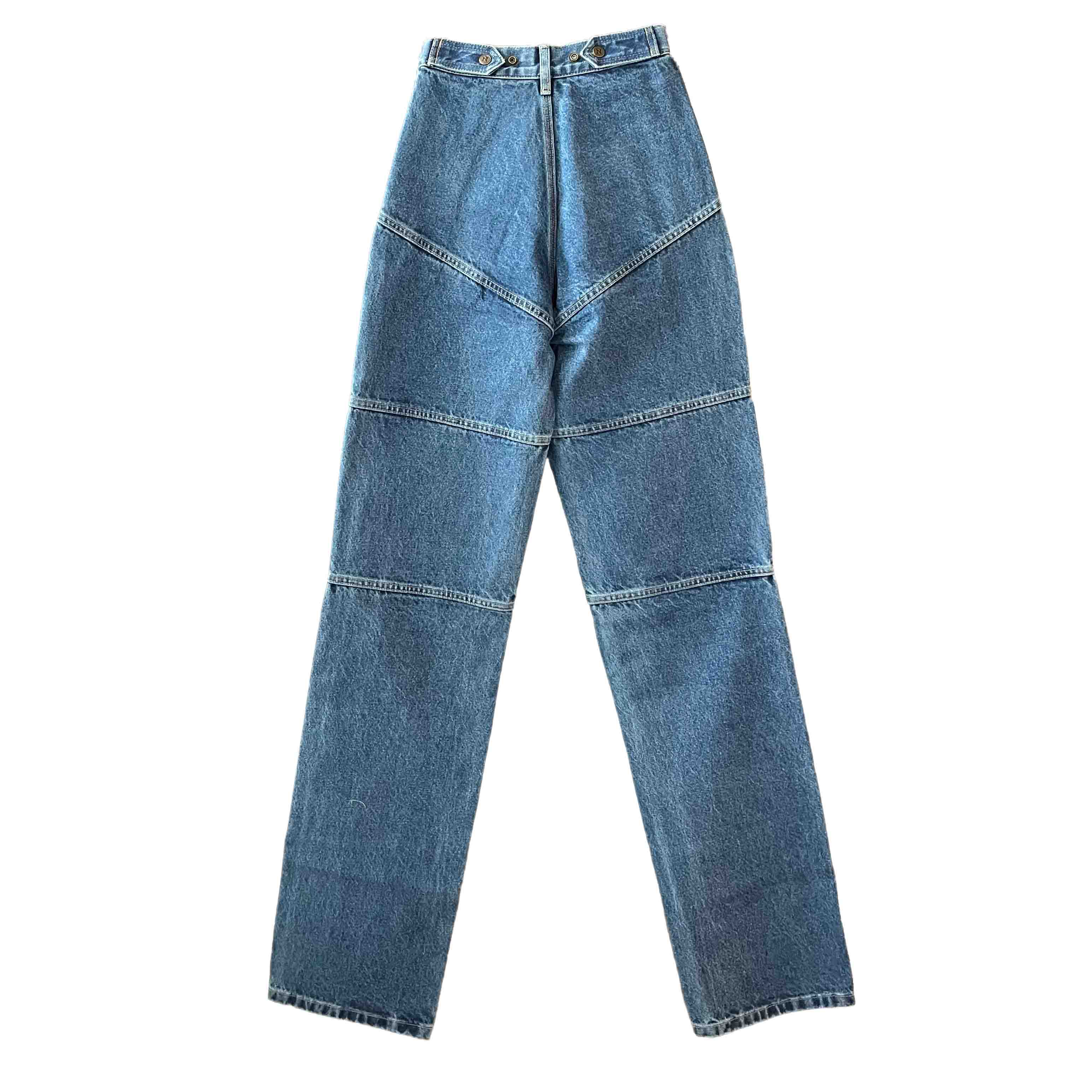 Waist: 24" x Inseam: 40" High Rise Carpenter Straight Mule Ear Denim Pants-2
