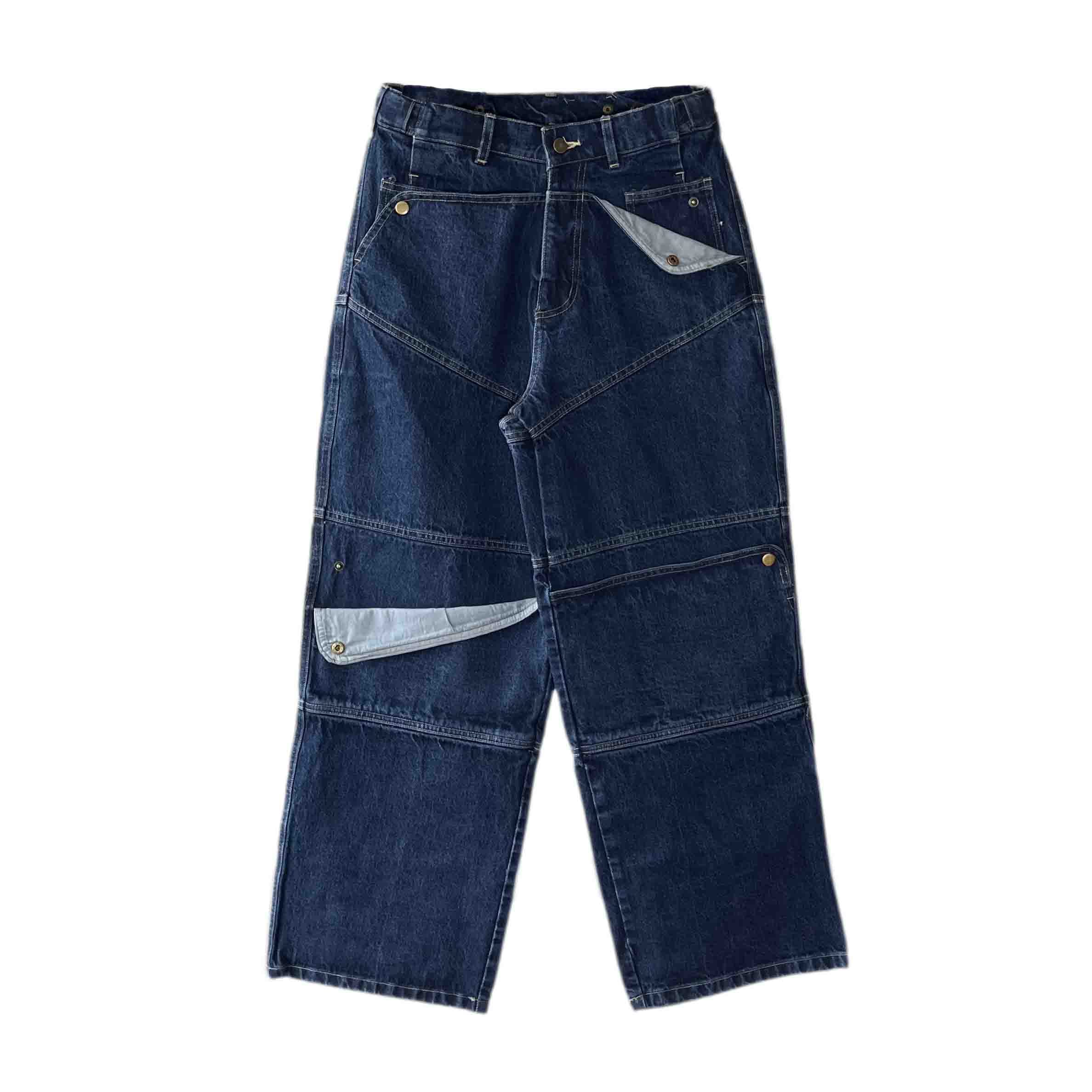 Waist: 29" x Inseam: 29" Navy Straight Carpenter Mule Ear Denim Pants