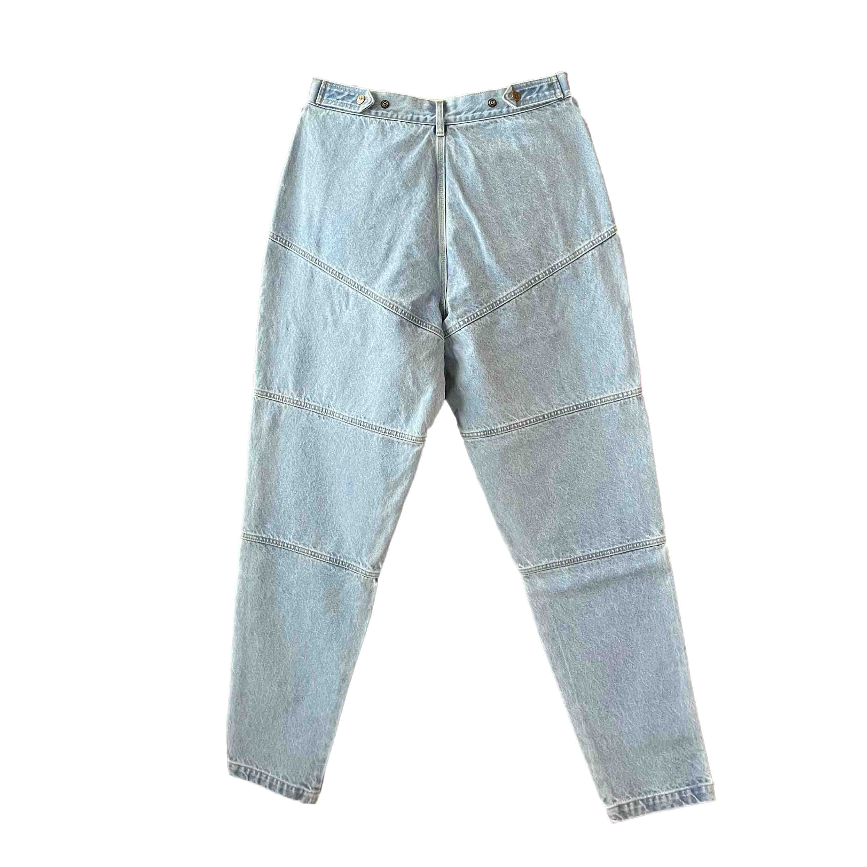 Waist: 34" x Inseam: 36" High Rise Light Blye Carpenter Straight Mule Ear Denim Pants-2