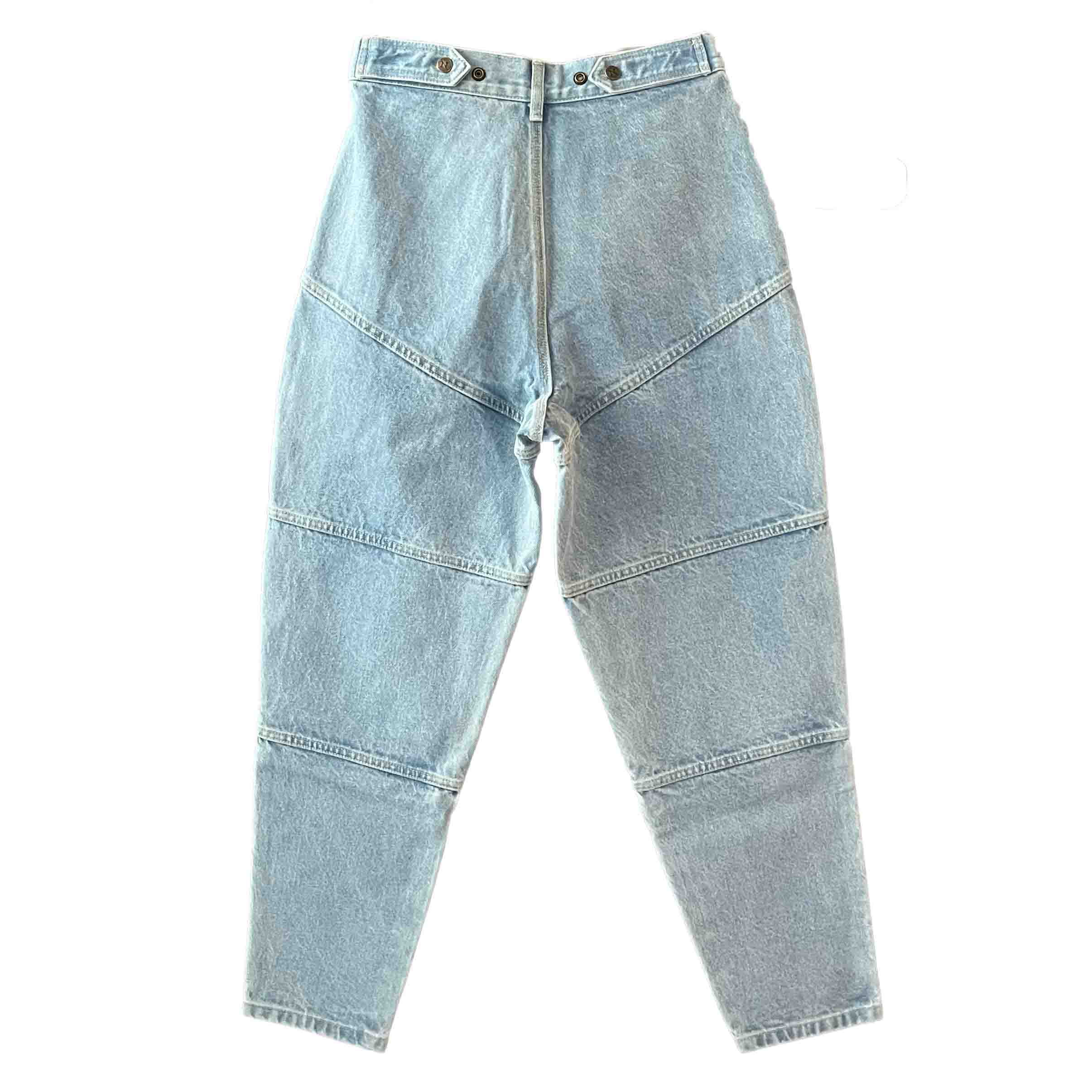 Waist: 29" x Inseam: 29" High Rise Light Blue Carpenter Straight Mule Ear Denim Pants-2