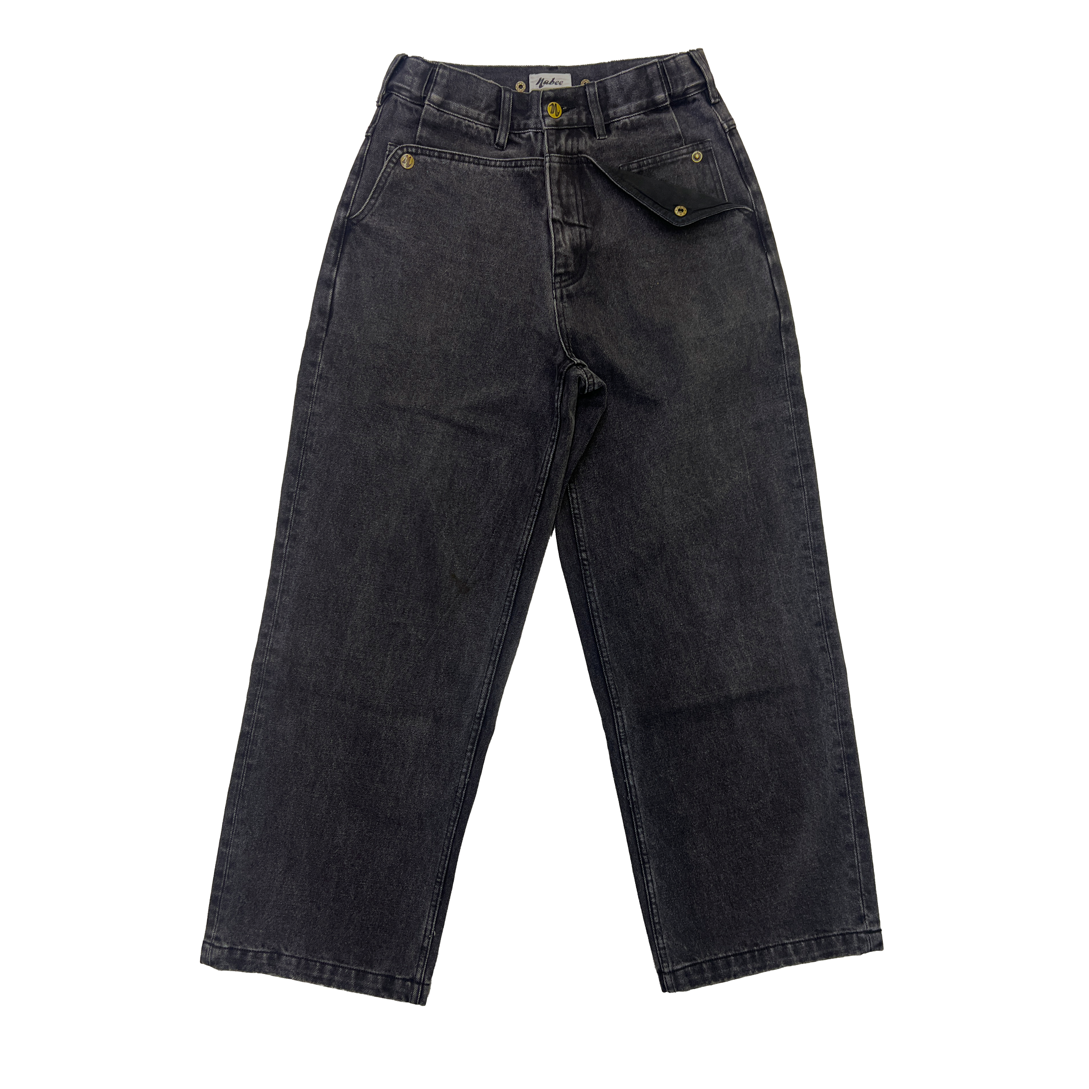 12oz Black Straight Mule Ear Denim Pants (old style)