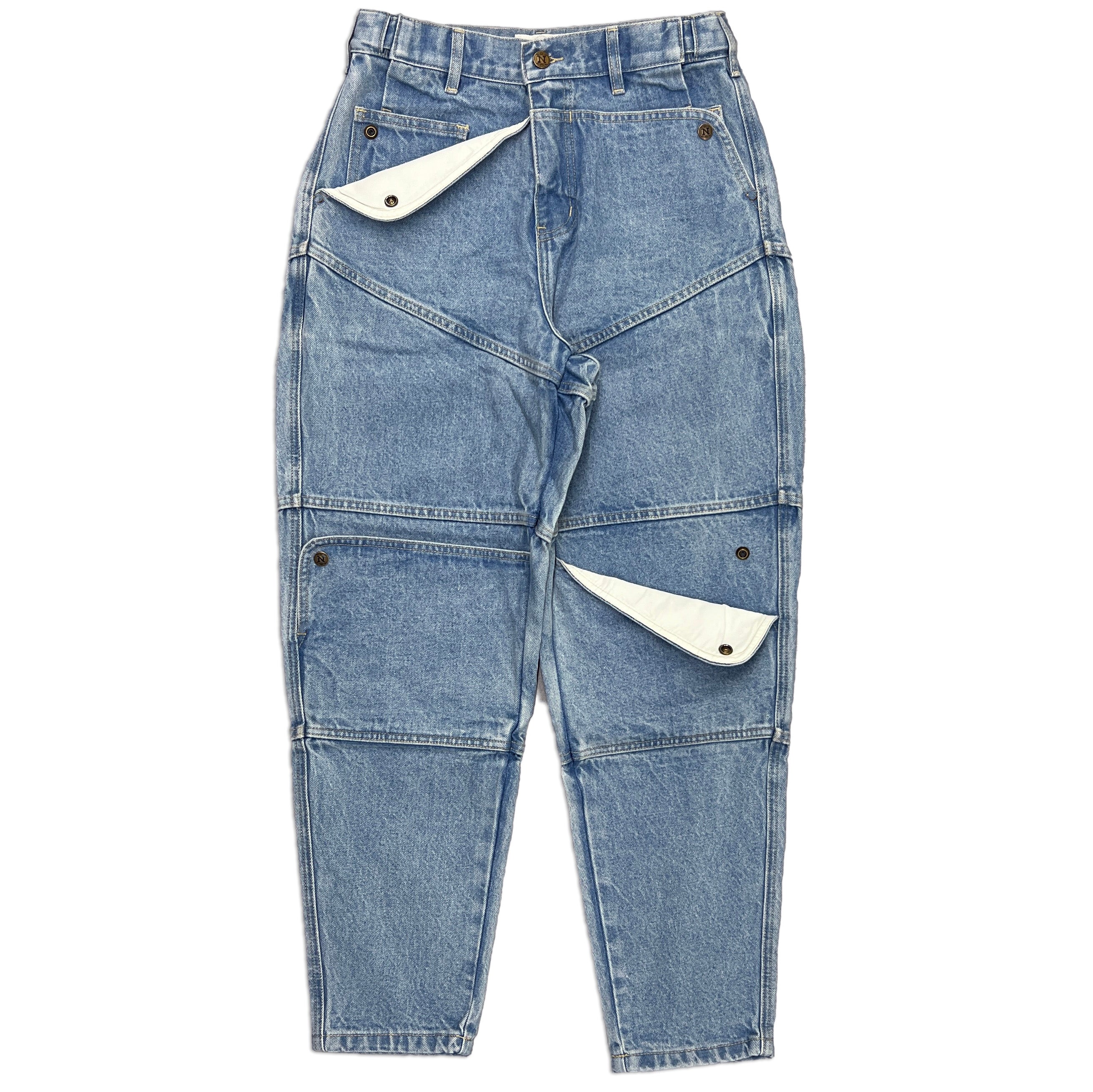 Light Blue Carpenter Tapered Mule Ear Denim Pants