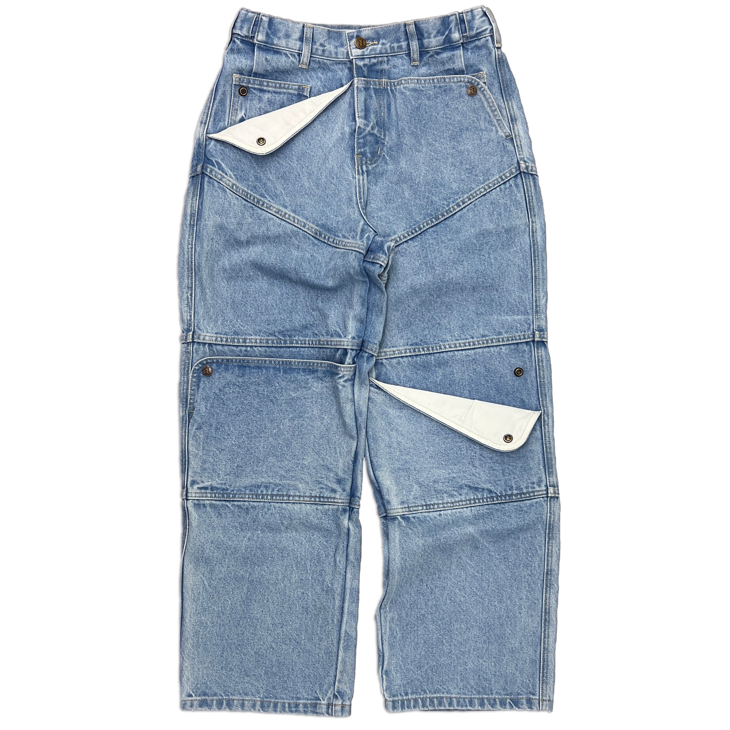 Light Blue Carpenter Straight Mule Ear Denim Pants