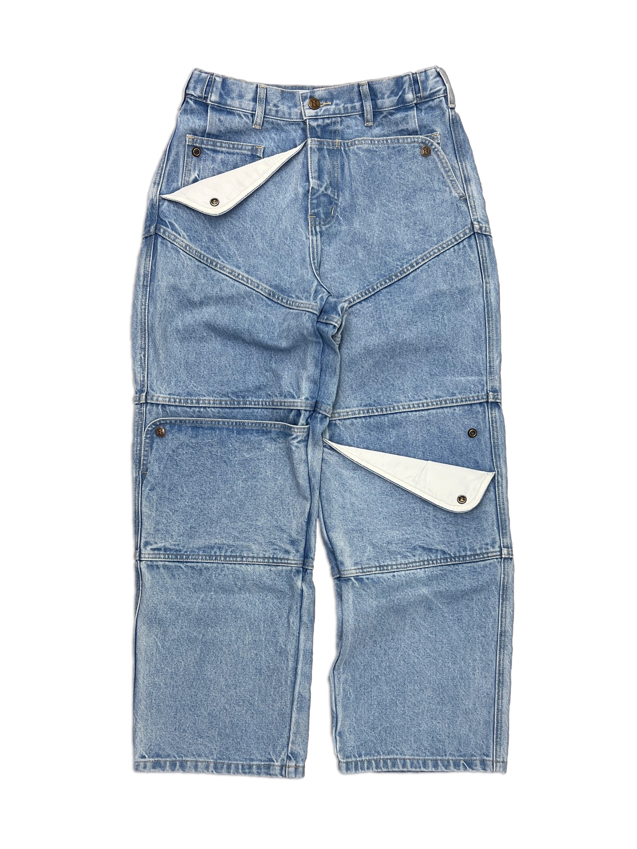 Light Blue Carpenter Straight Mule Ear Denim Pants