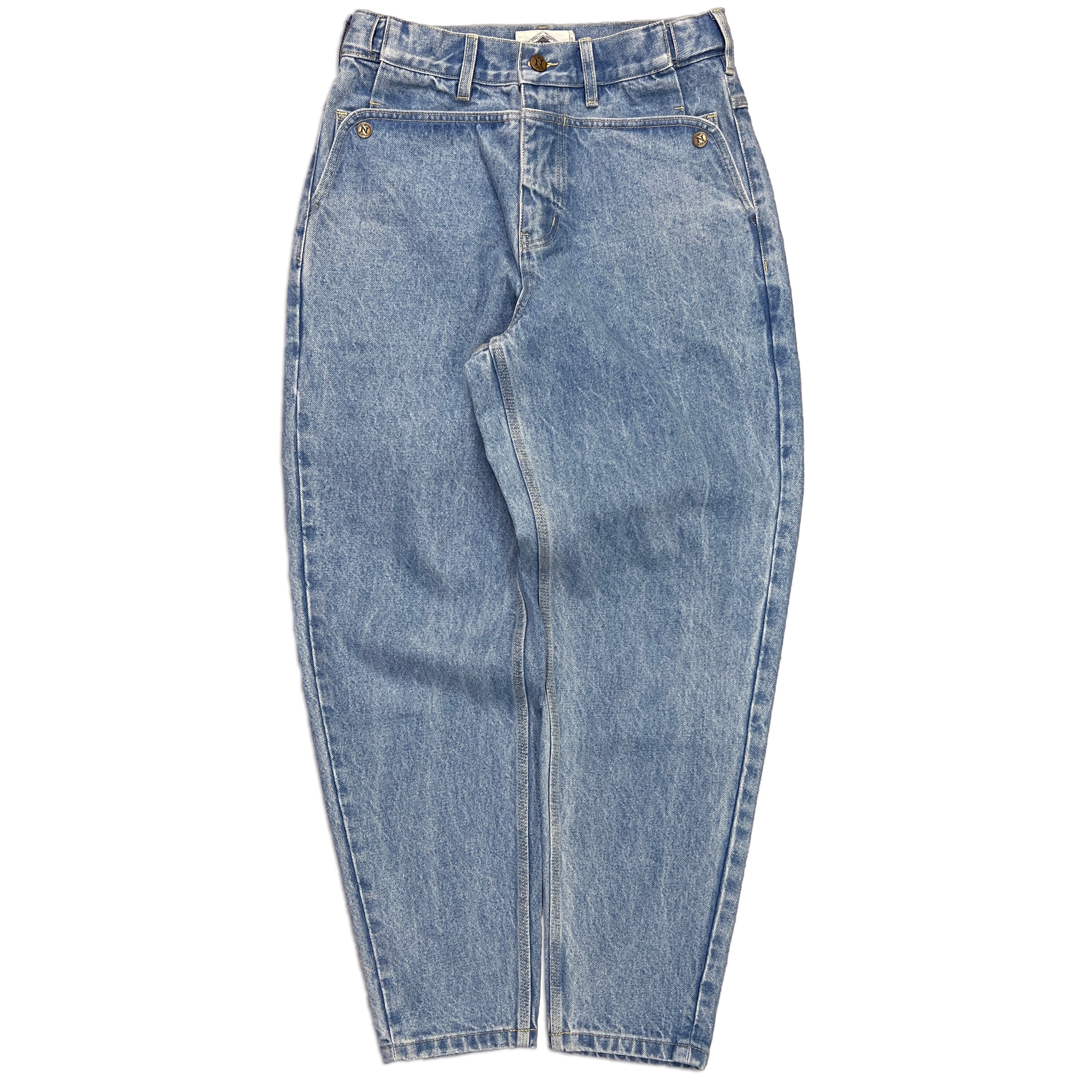 Light Blue Tapered Mule Ear Denim Pants