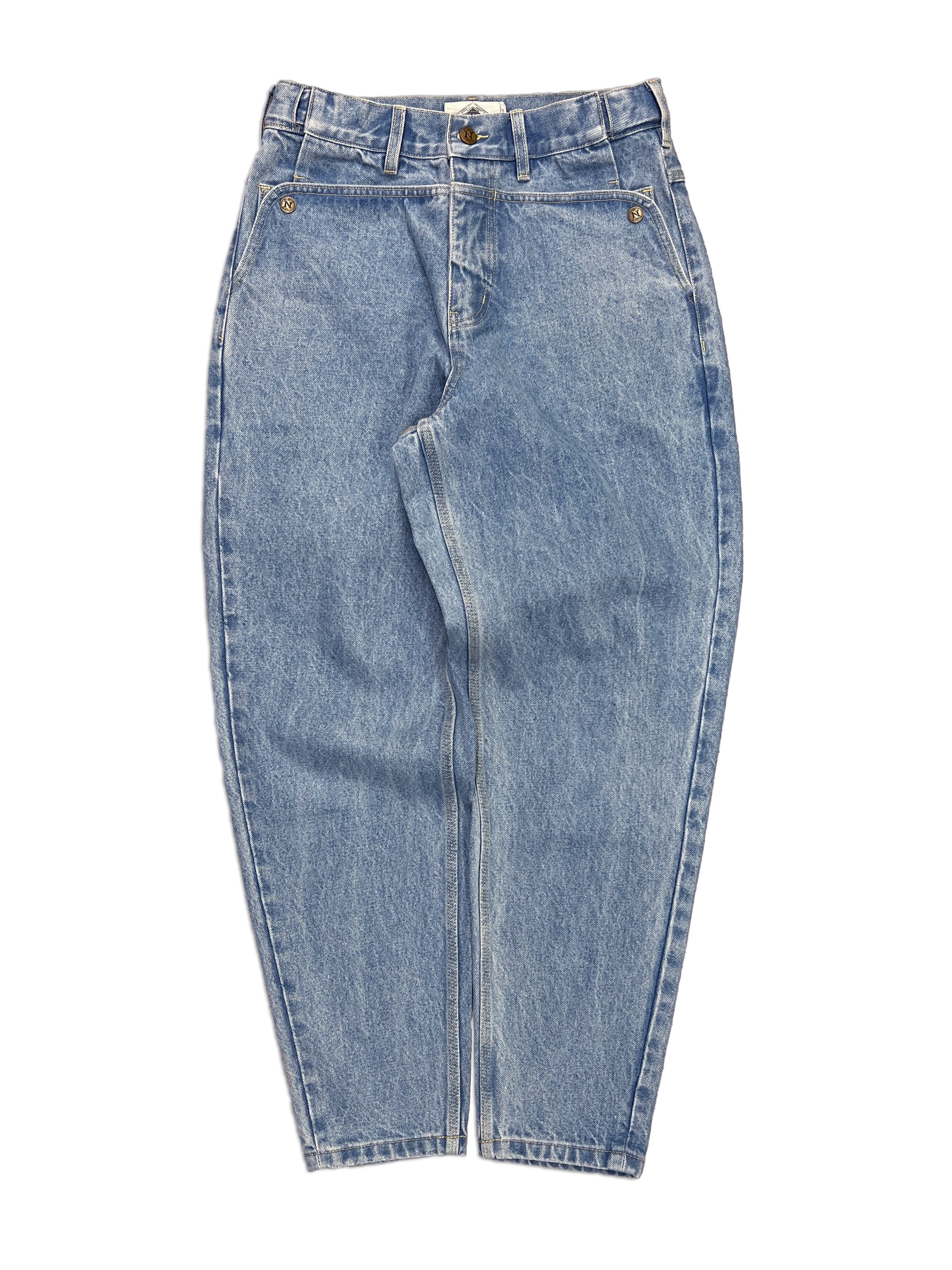 Light Blue Tapered Mule Ear Denim Pants