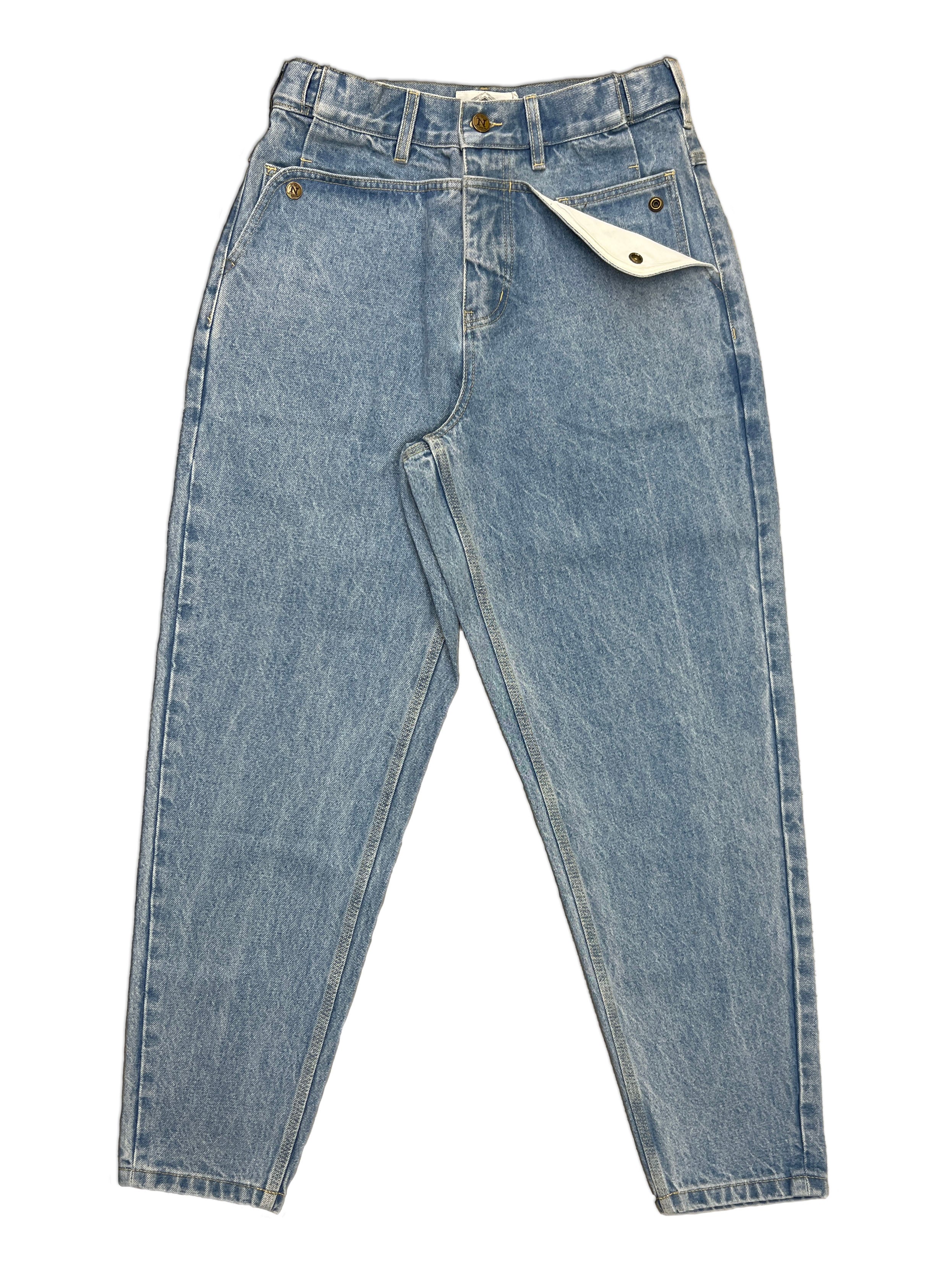 14 oz Light Blue Tapered Mule Ear Denim Pants