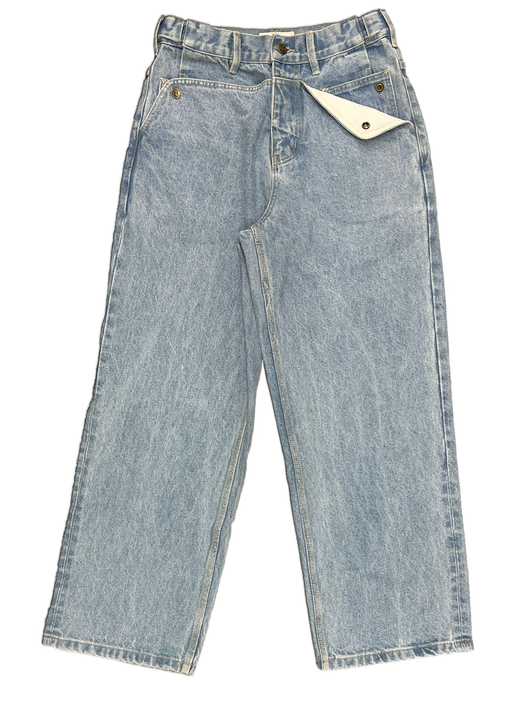 Straight Mule Ear Denim Pants