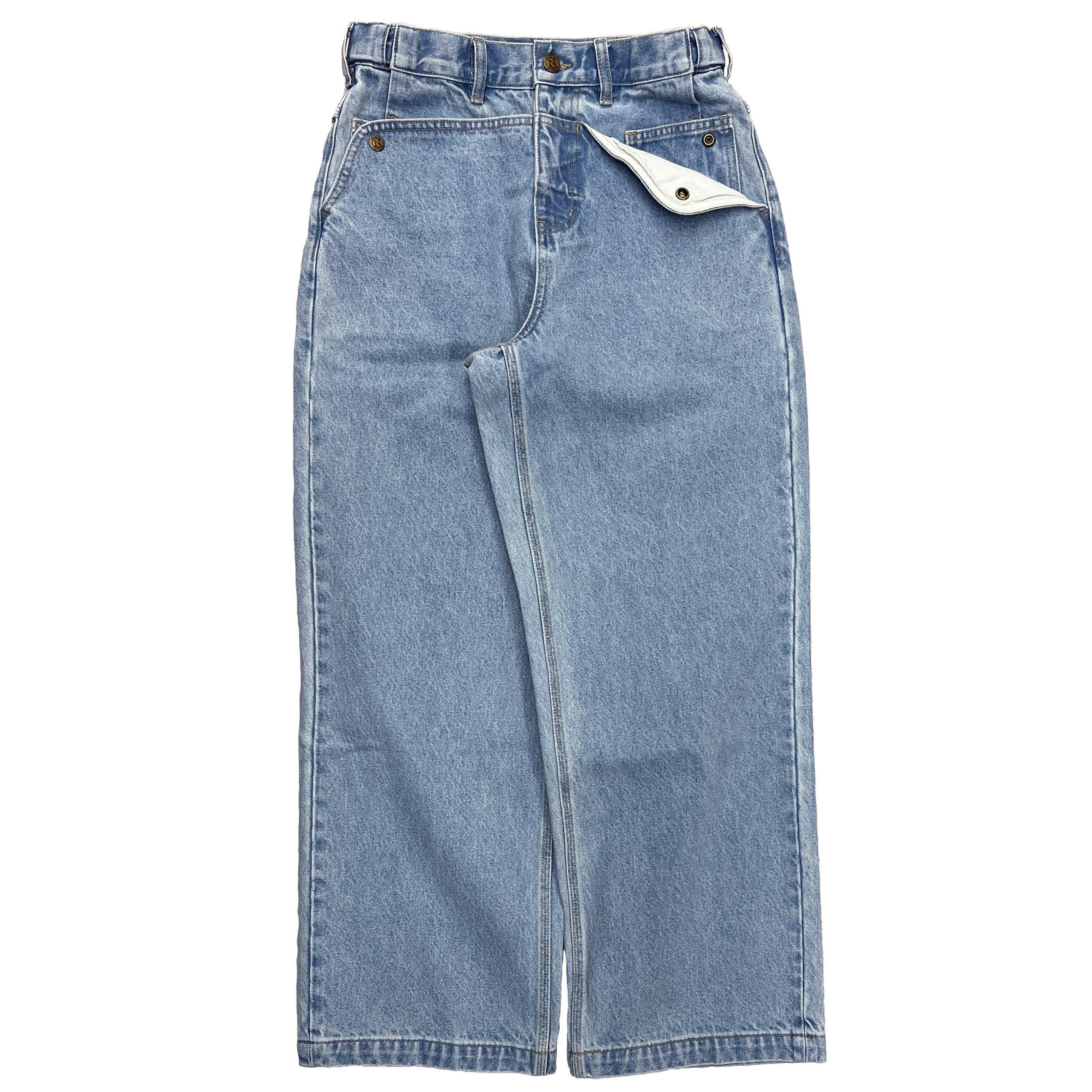 Light Blue Straight Mule Ear Denim Pants