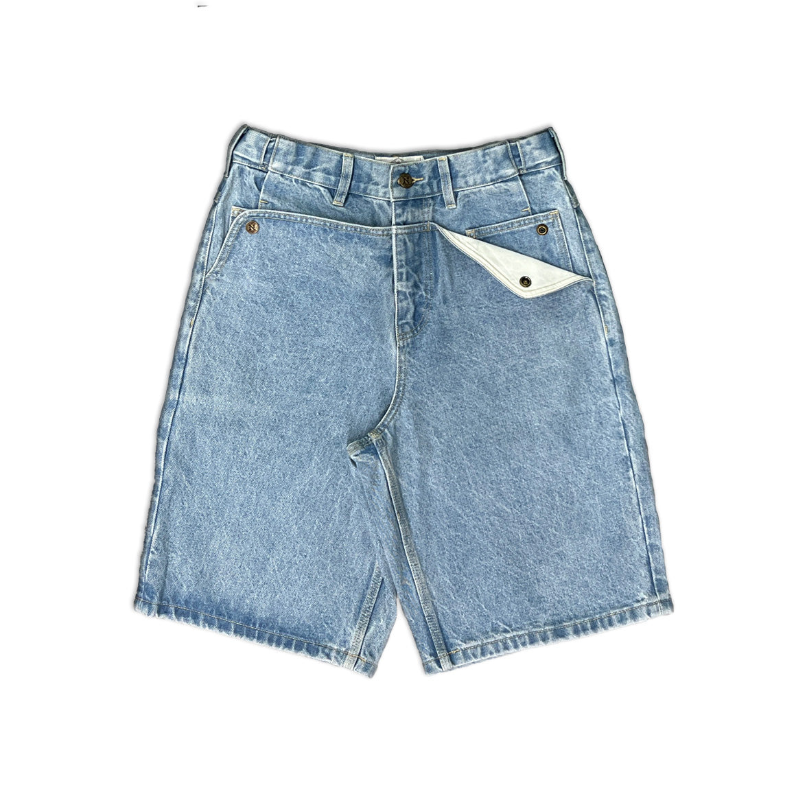 Light Blue Mule Ear Denim Shorts
