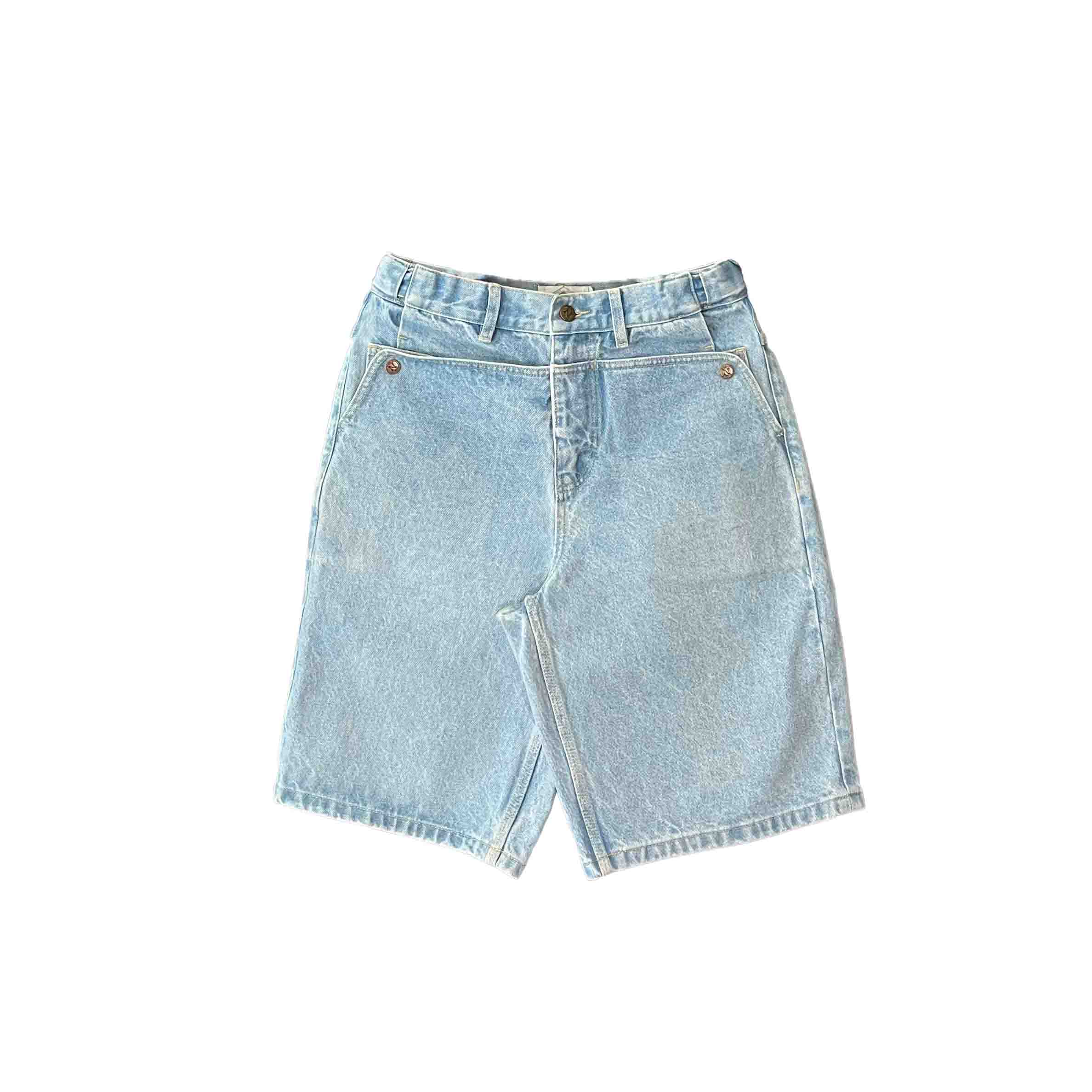 Waist: 29" x Inseam: 11" Light Blue Mule Ear Denim Shorts-1