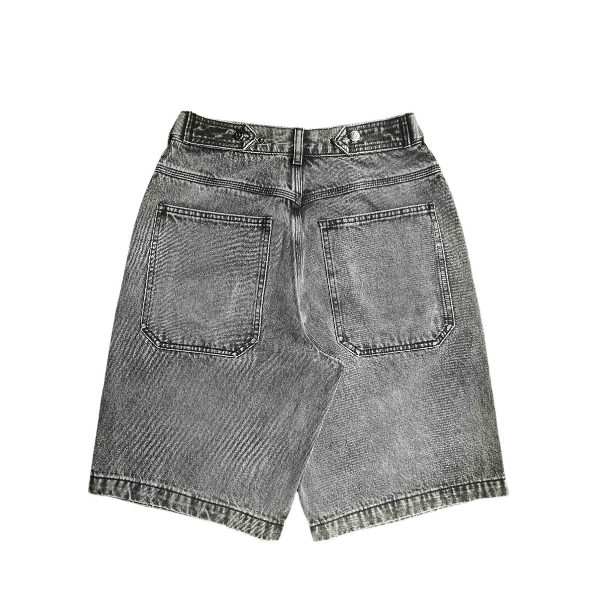 Black Mule Ear Denim Shorts-thumbmail-2