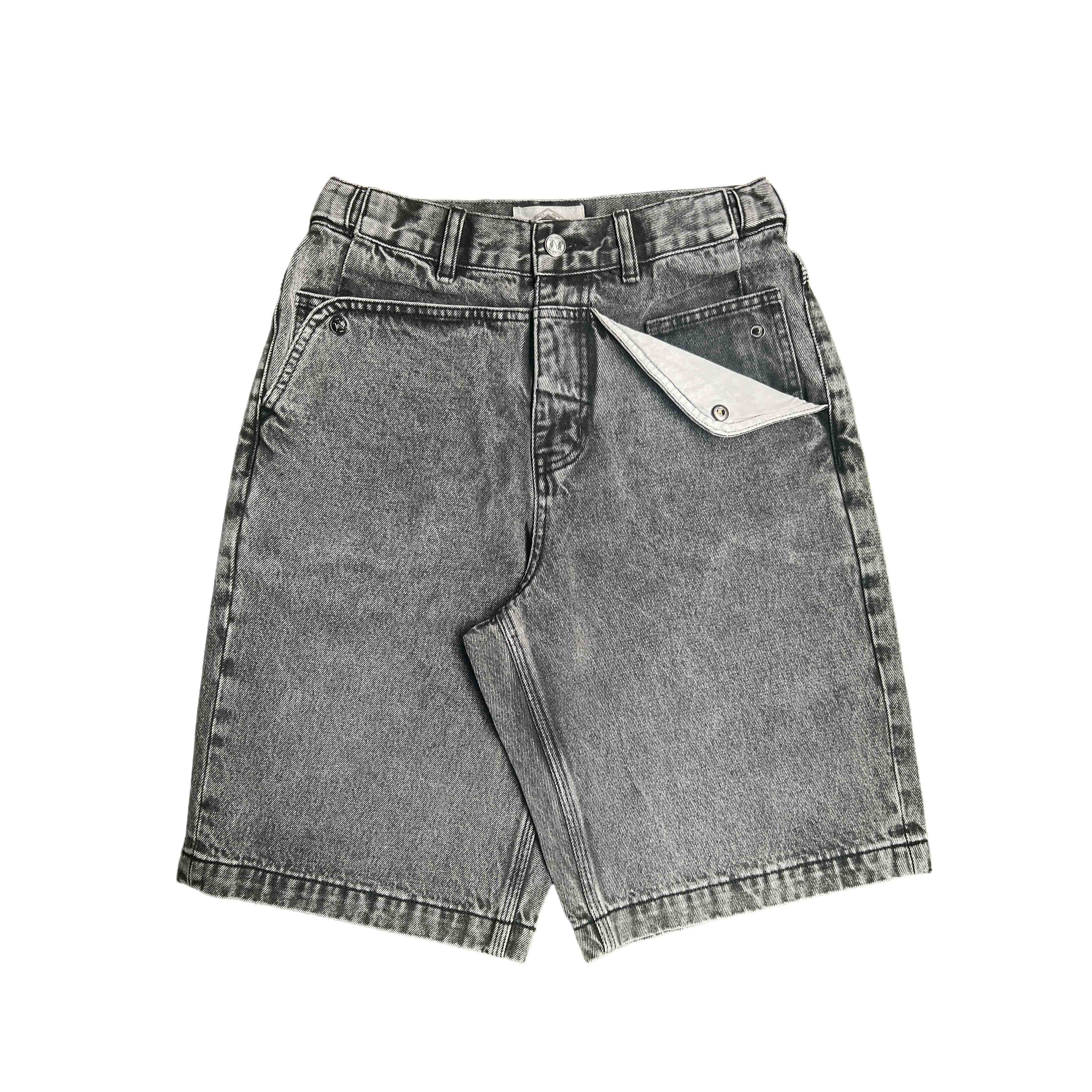 Black Mule Ear Denim Shorts