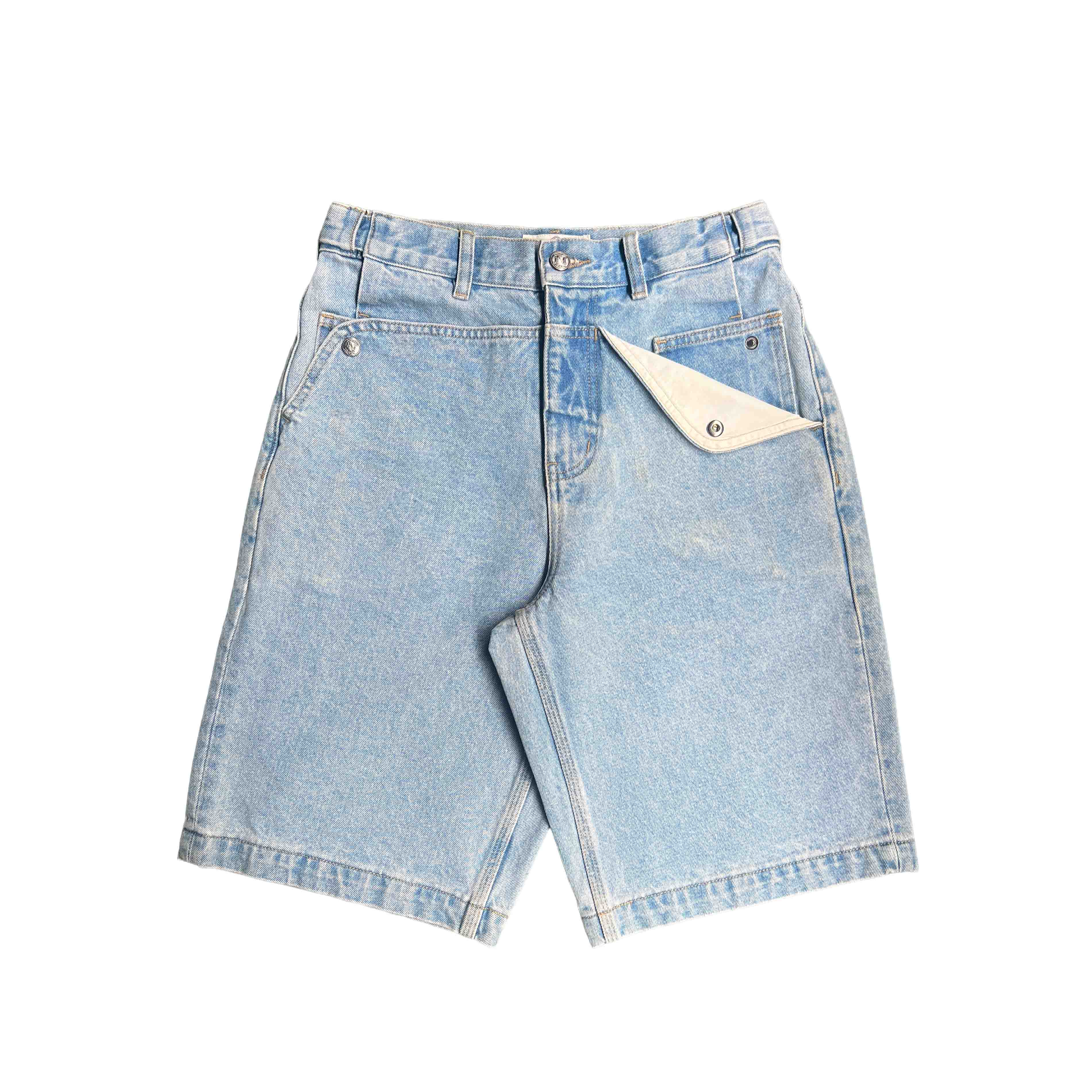 Light Blue Mule Ear Denim Shorts