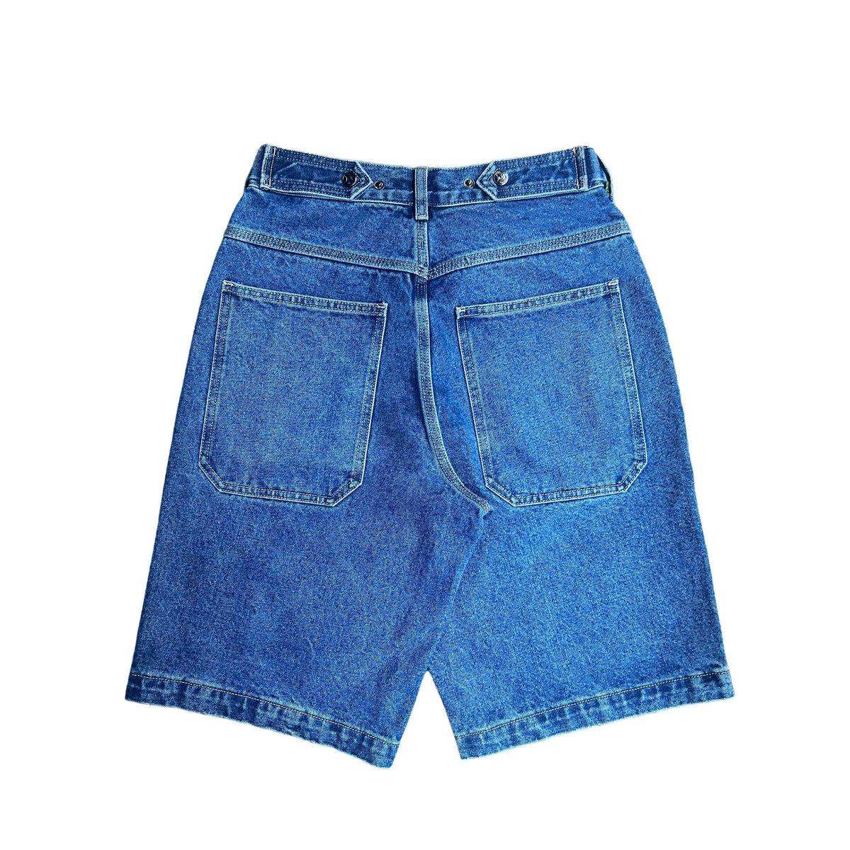 Navy Mule Ear Denim Shorts-thumbmail-2