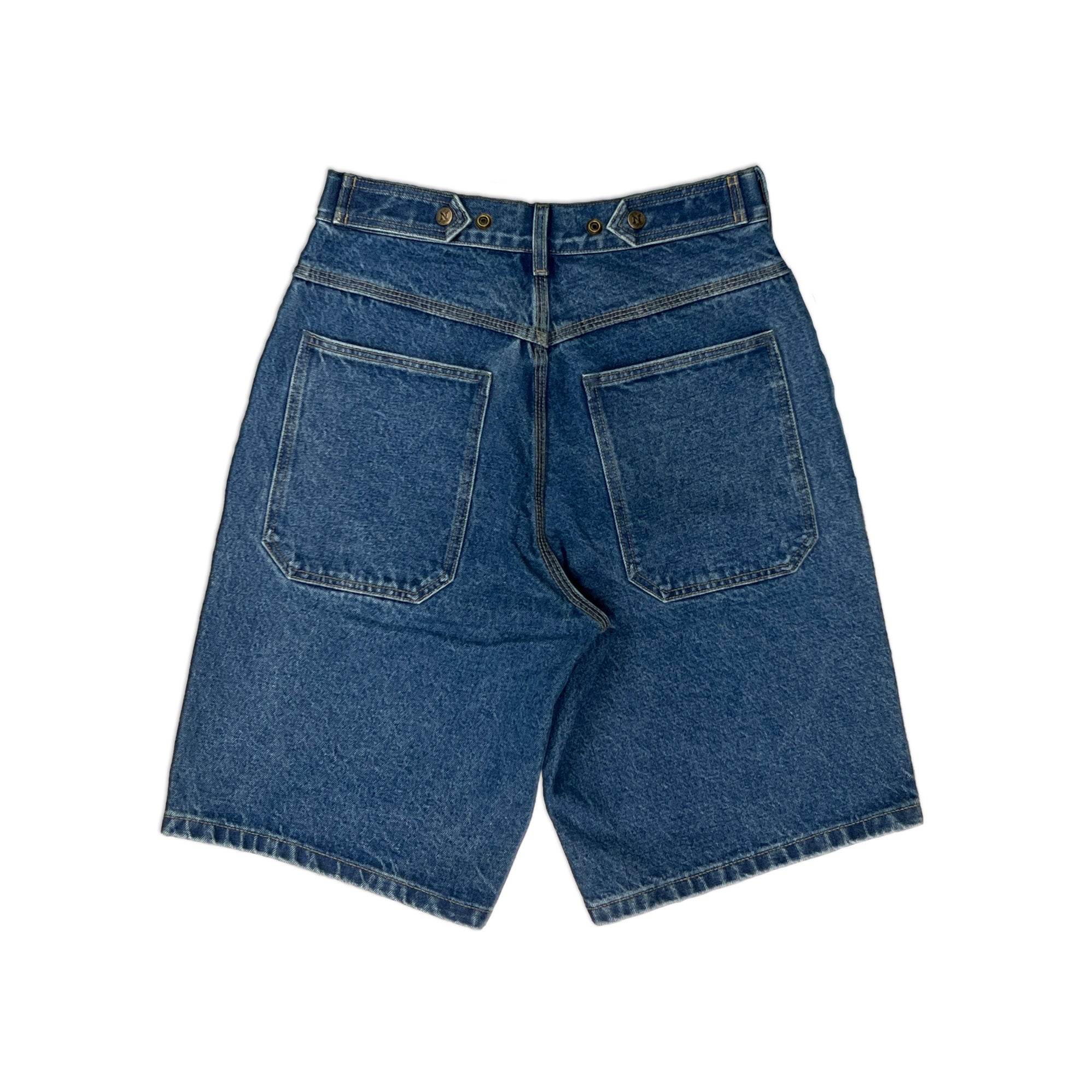 Navy Mule Ear Denim Shorts