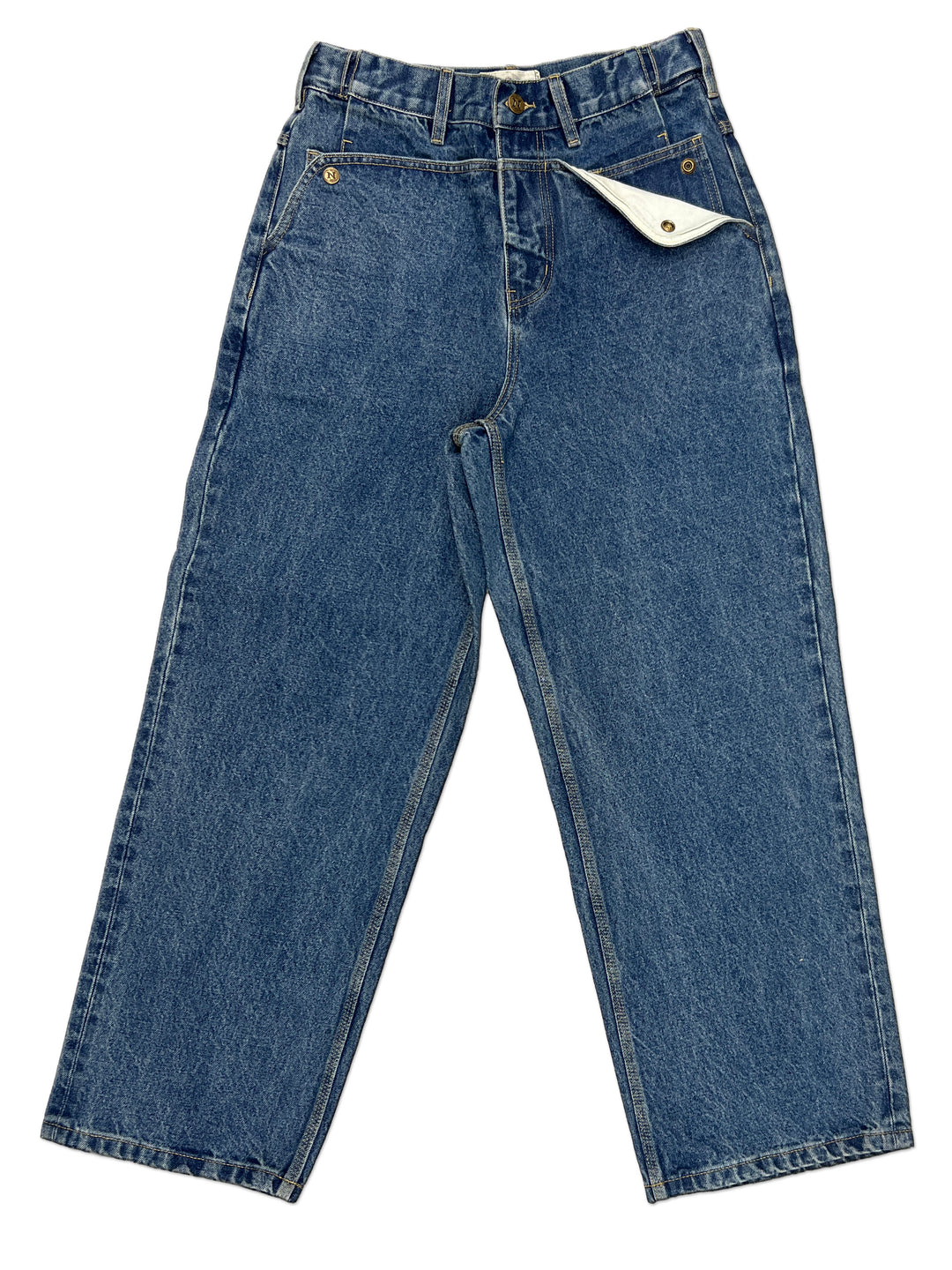 Straight Mule Ear Denim Pants