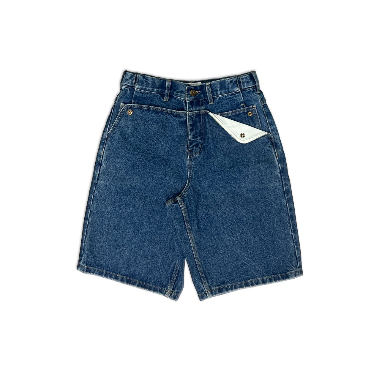 14 oz Navy  Mule Ear Denim Shorts
