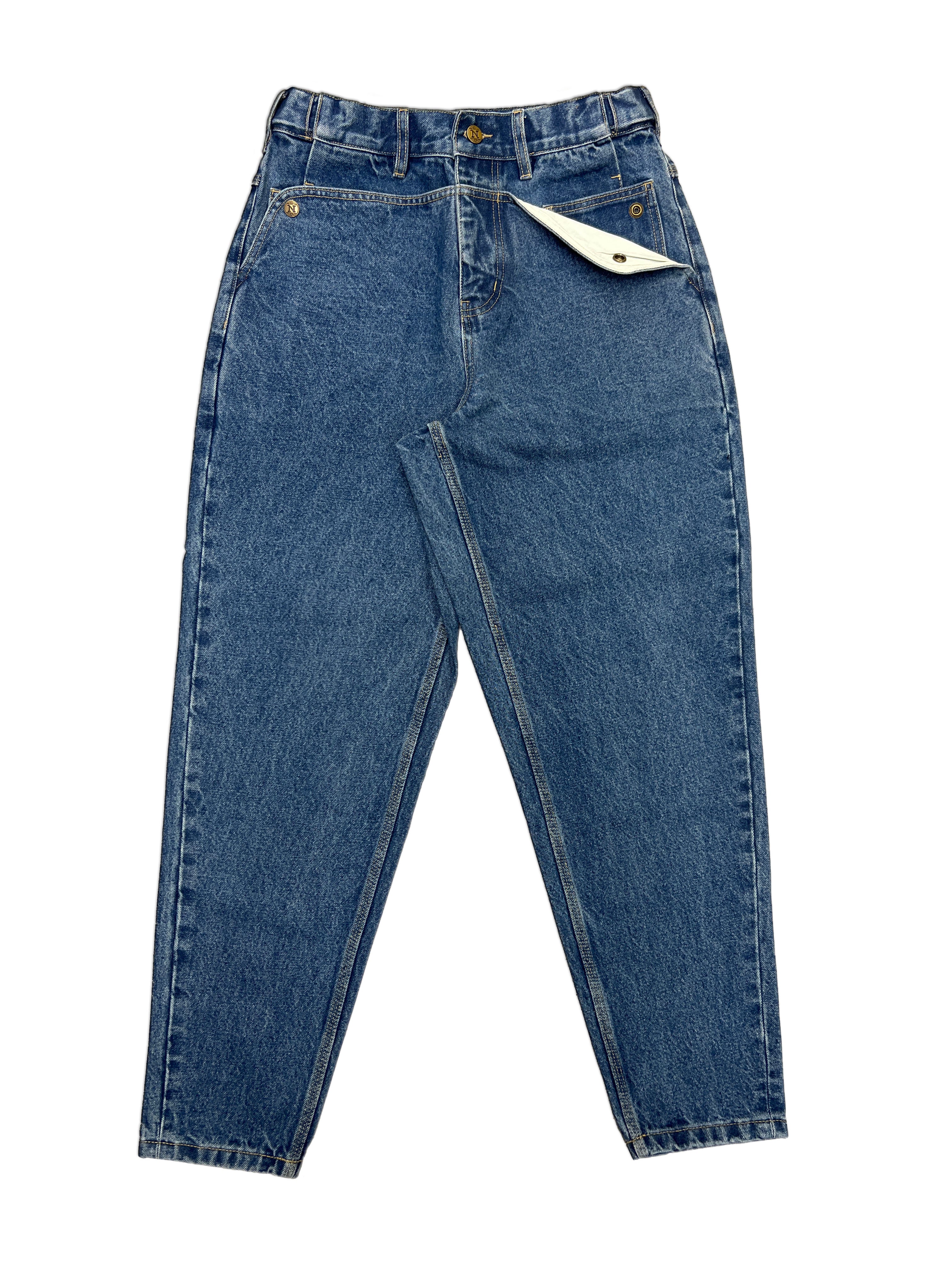 14 oz Navy Tapered Mule Ear Denim Pants