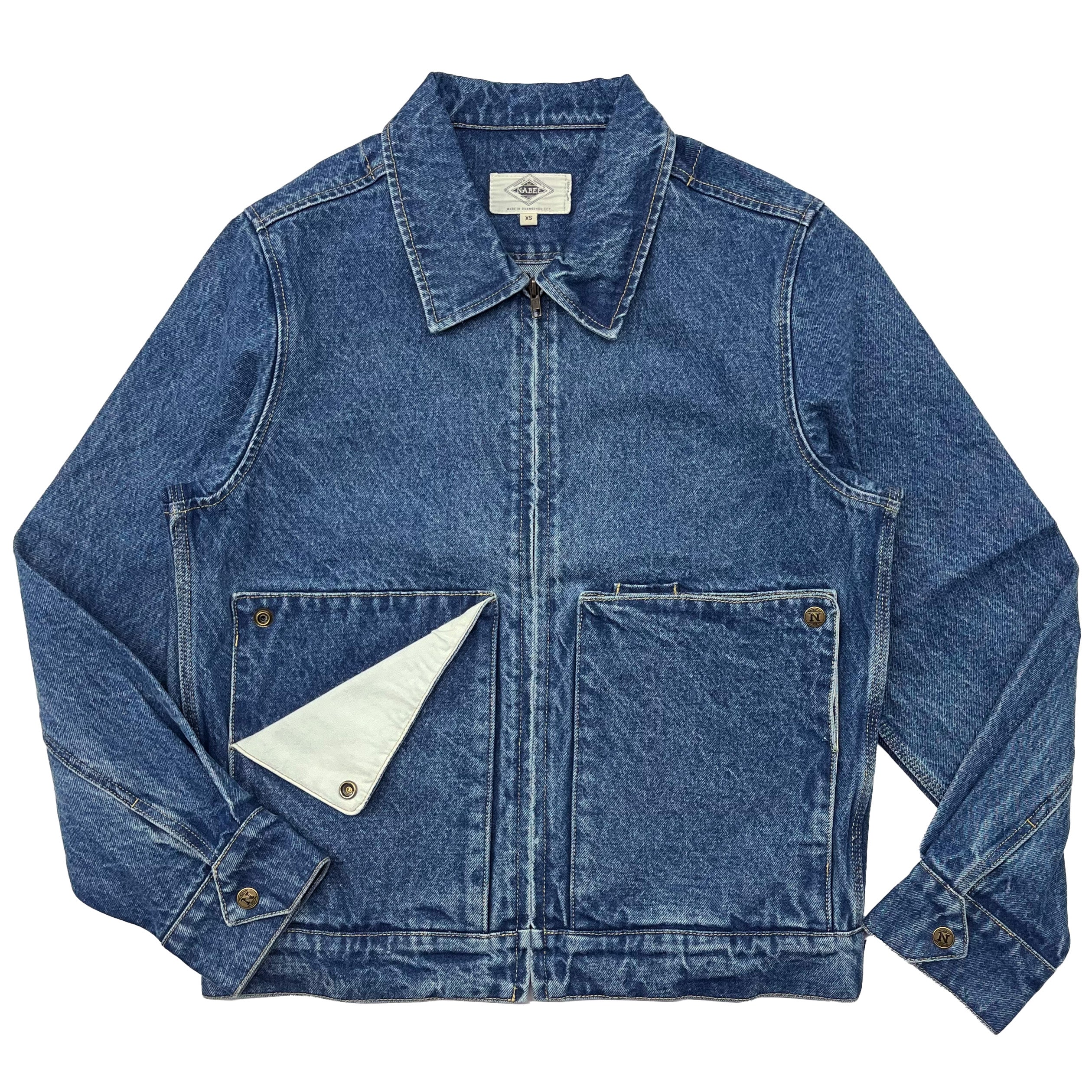 Navy Mule Ear Denim Jacket-1