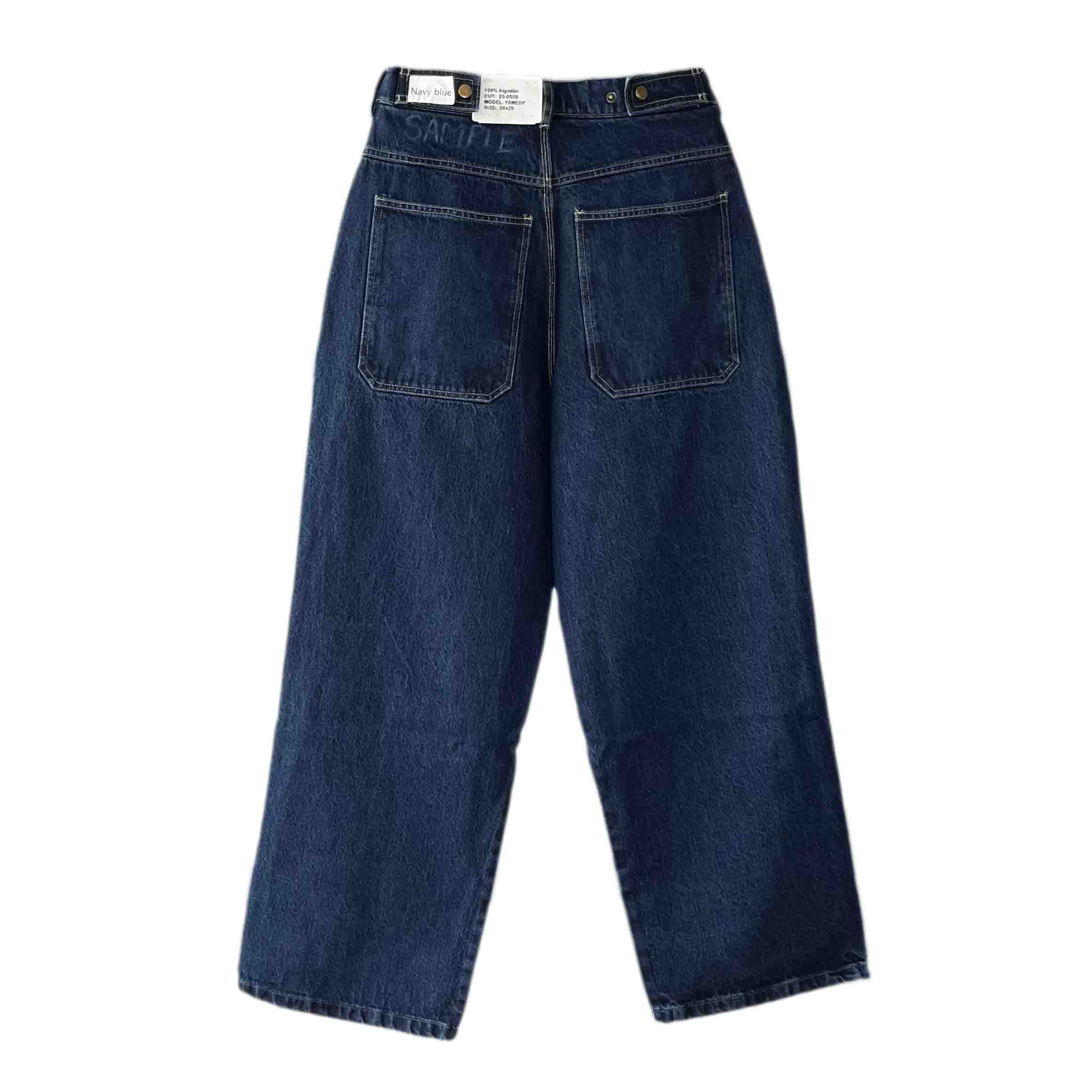 Waist: 29" x Inseam: 29" Navy Straight Mule Ear Denim Pants