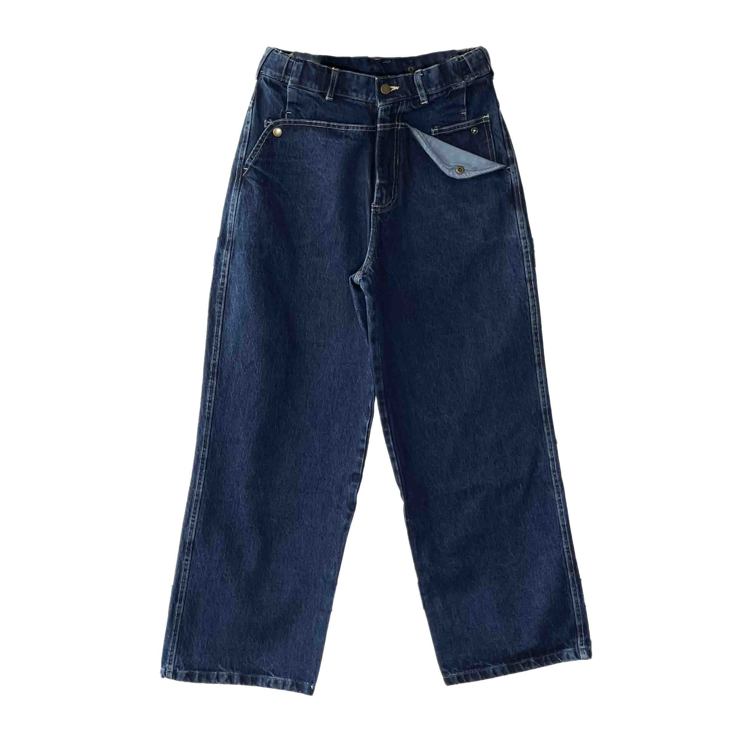 Waist: 29" x Inseam: 29" Navy Straight Mule Ear Denim Pants