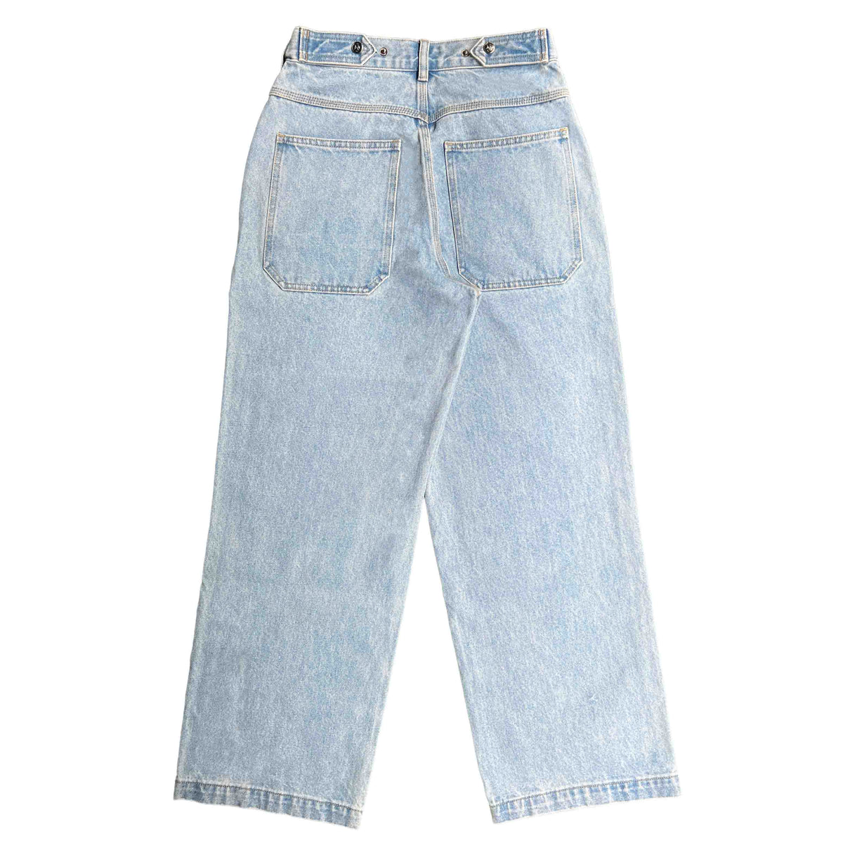 Light Blue Straight Mule Ear Denim Pants-thumbmail-2