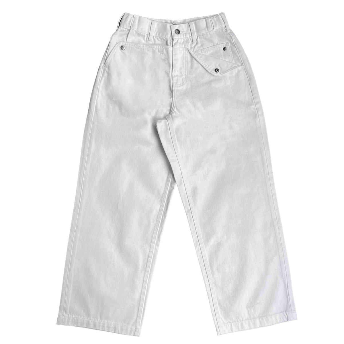 White Straight Mule Ear Denim Pants-thumbmail-1