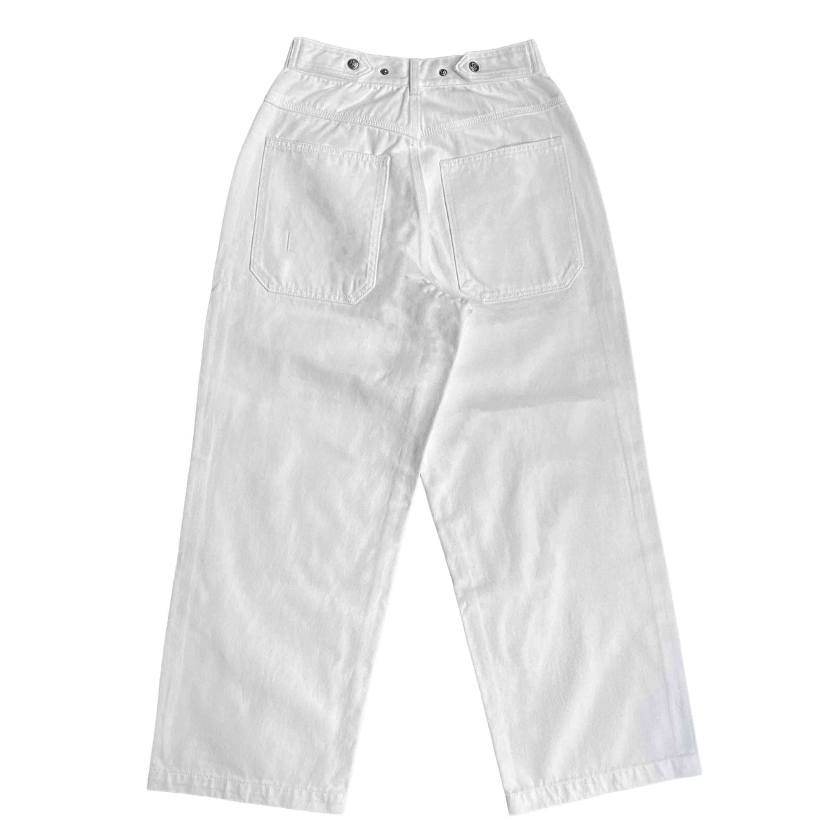 White Straight Mule Ear Denim Pants-thumbmail-2
