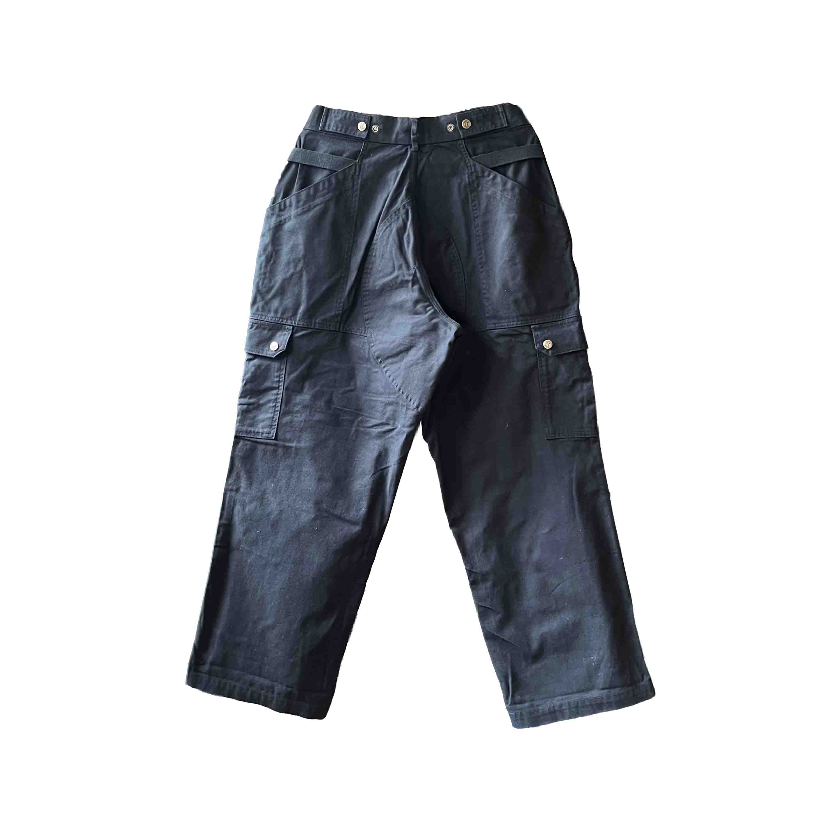 Waist: 31" x Inseam: 29" High Rise Black Straight Uniform Cargo Pants-2