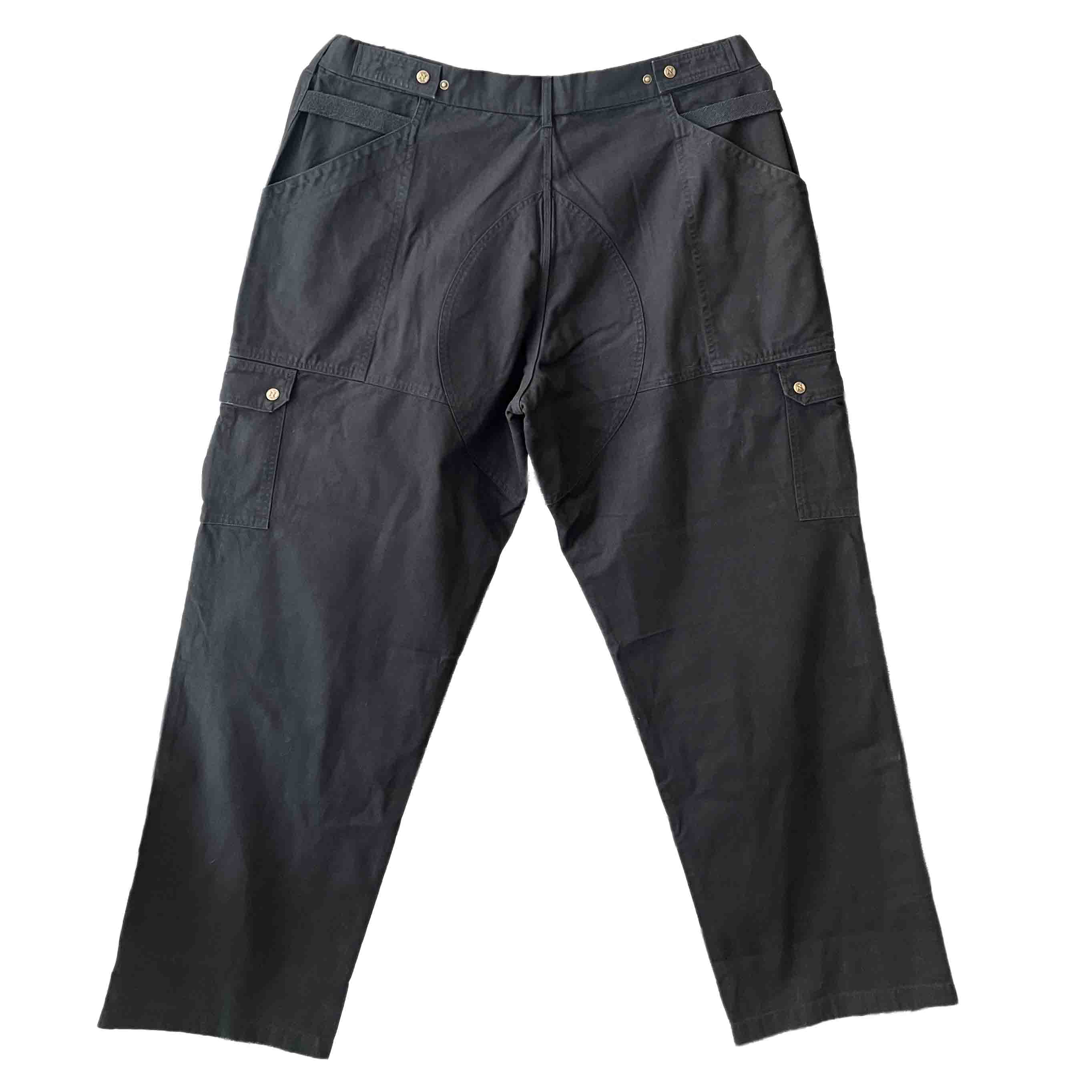 Waist: 44" x Inseam: 37" High Rise Black Straight Uniform Cargo Pants-2