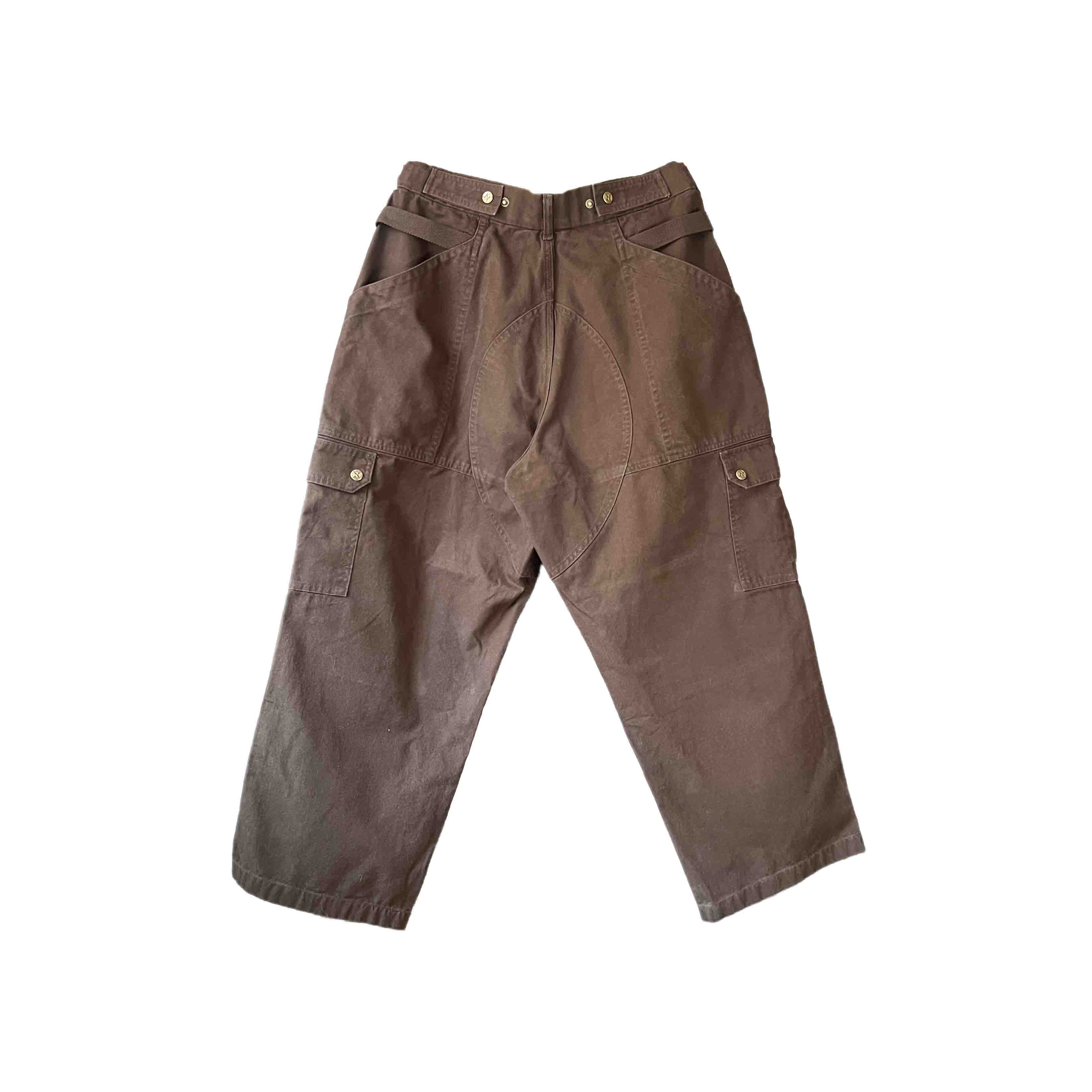 Waist: 33" x Inseam: 27" High Rise Brown Straight Uniform Cargo Pants-2